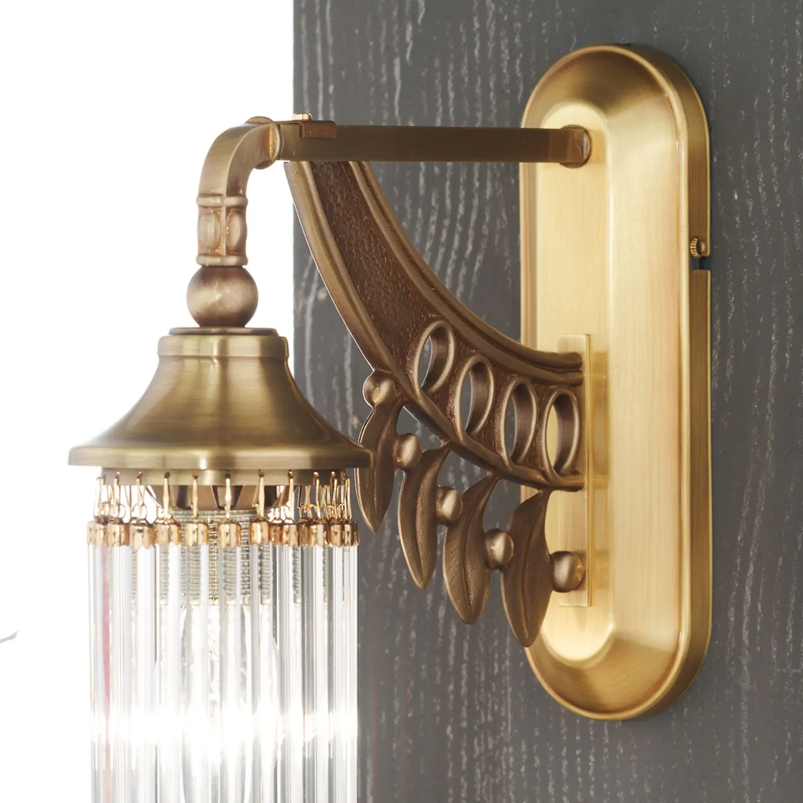 Zidna lampa ADELE, sa jednim izvorom svetla, stari mesing, sa staklenim štapićima - 2