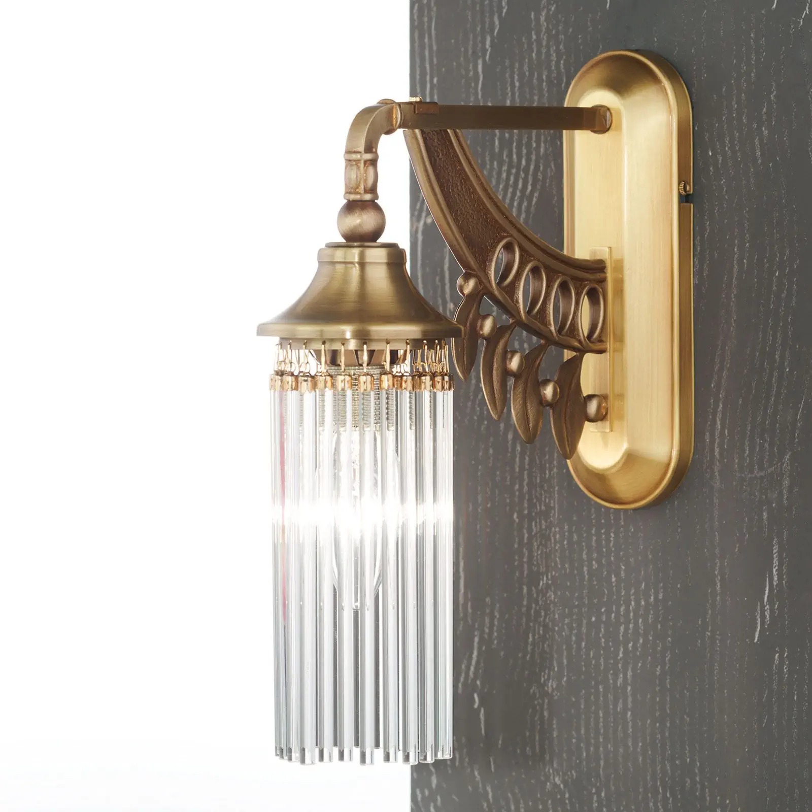 Zidna lampa ADELE, sa jednim izvorom svetla, stari mesing, sa staklenim štapićima - 4