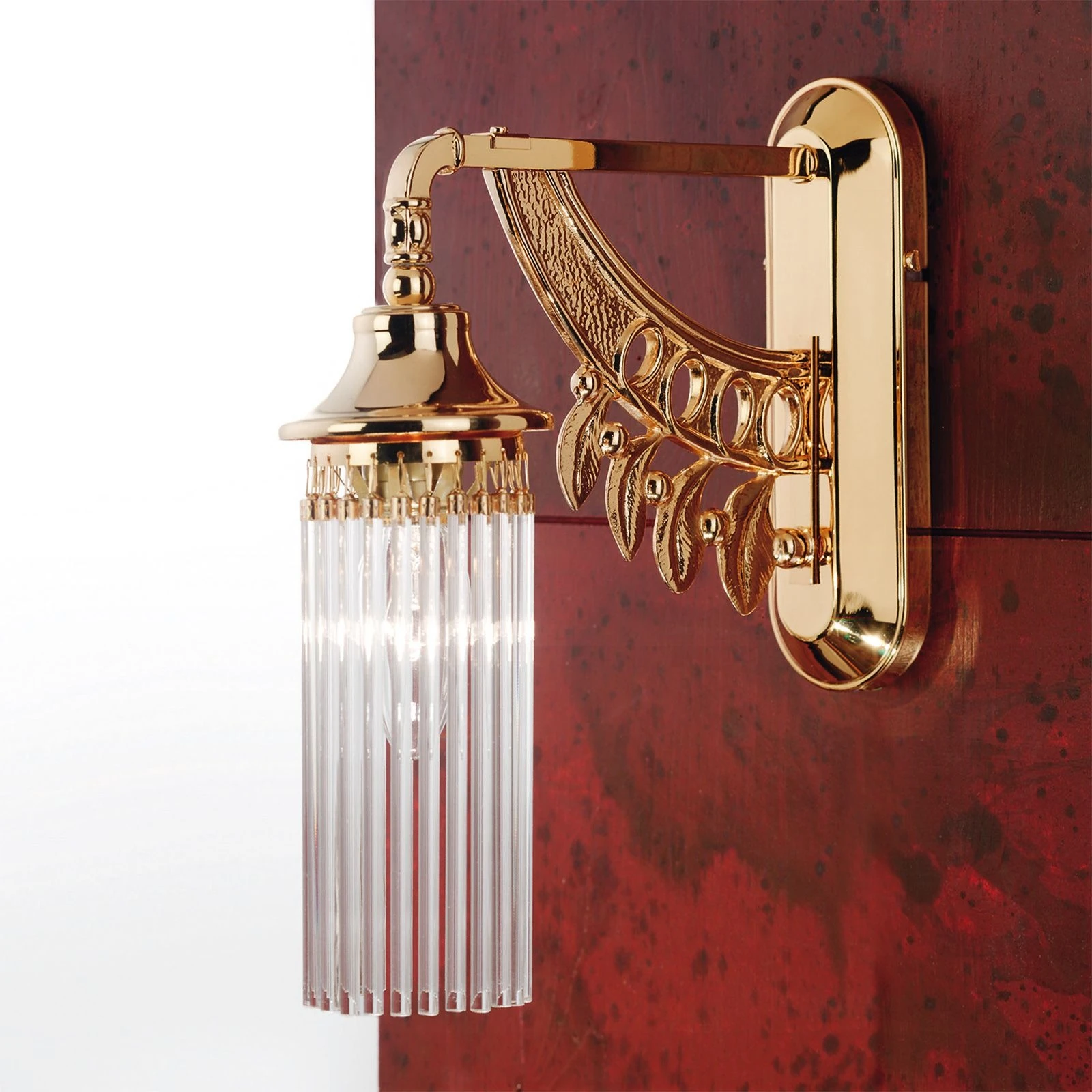 Zidna lampa ADELE, 1 izvor svetla, 24-karatno pozlaćena, sa štapićima od kristalnog stakla