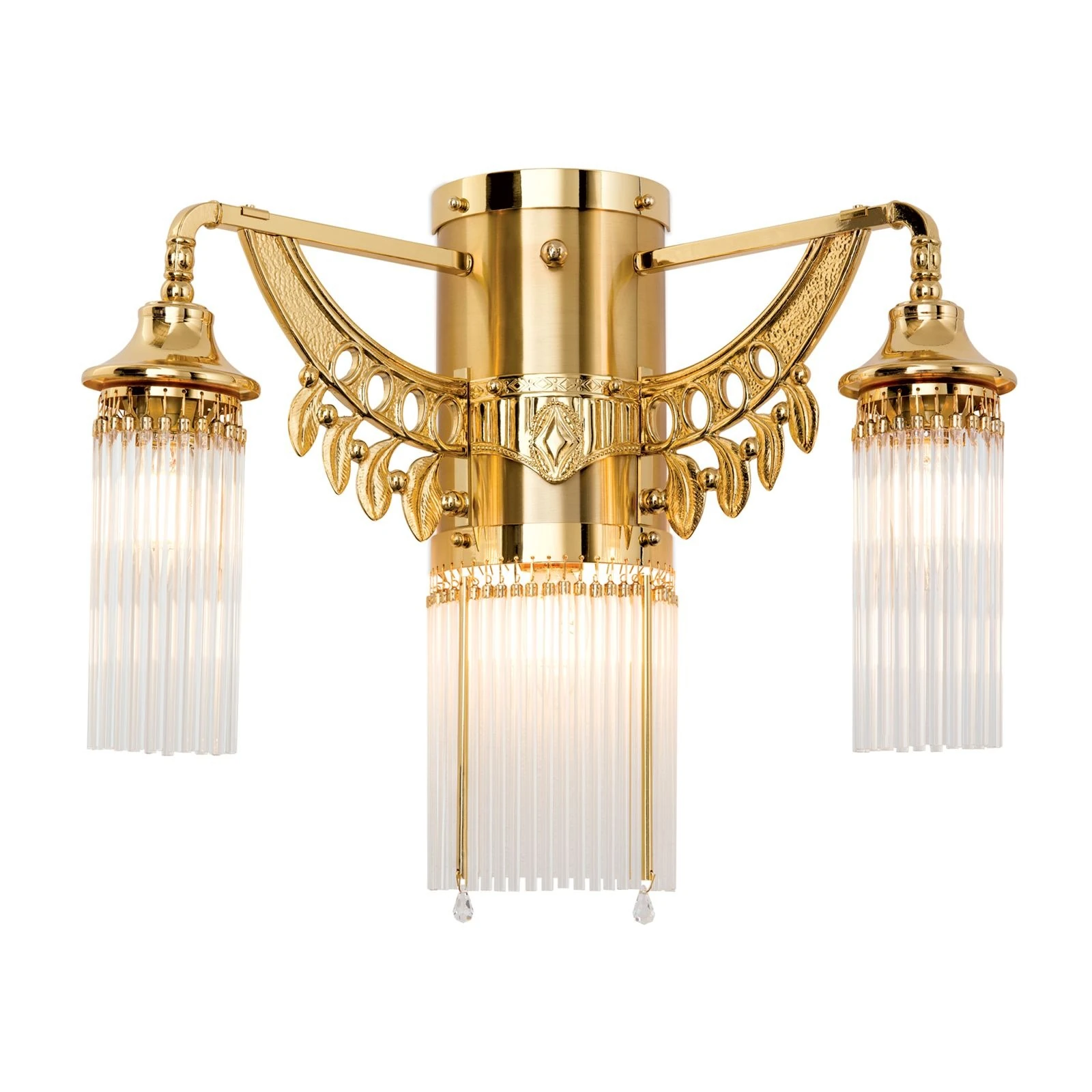 Zidna lampa ADELE, 3 izvora svetla, 24-karatno pozlaćena, sa štapićima od kristalnog stakla - 4