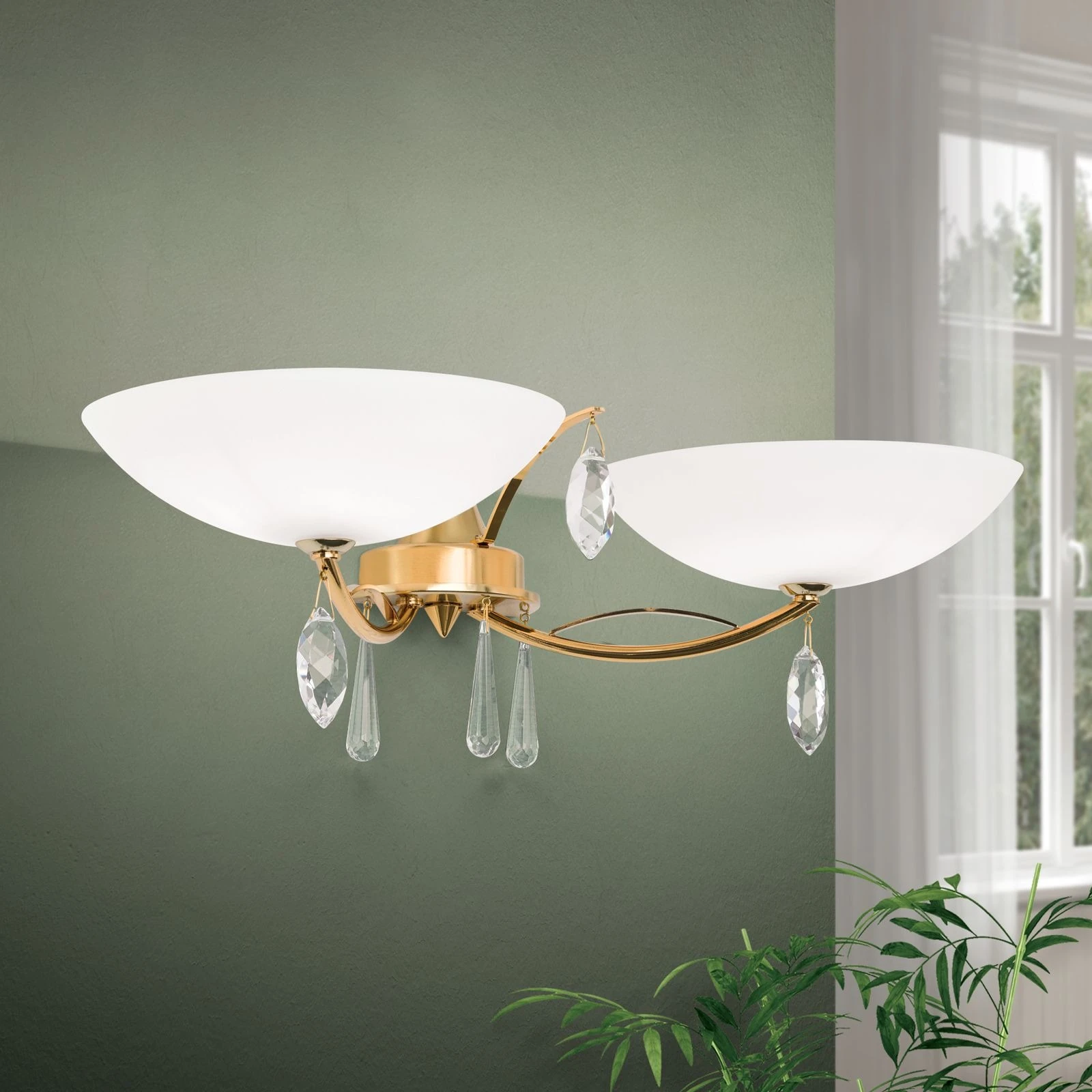 Zidna lampa OPALDESIGN, zlatna mat, 2 izvora svetla - 2