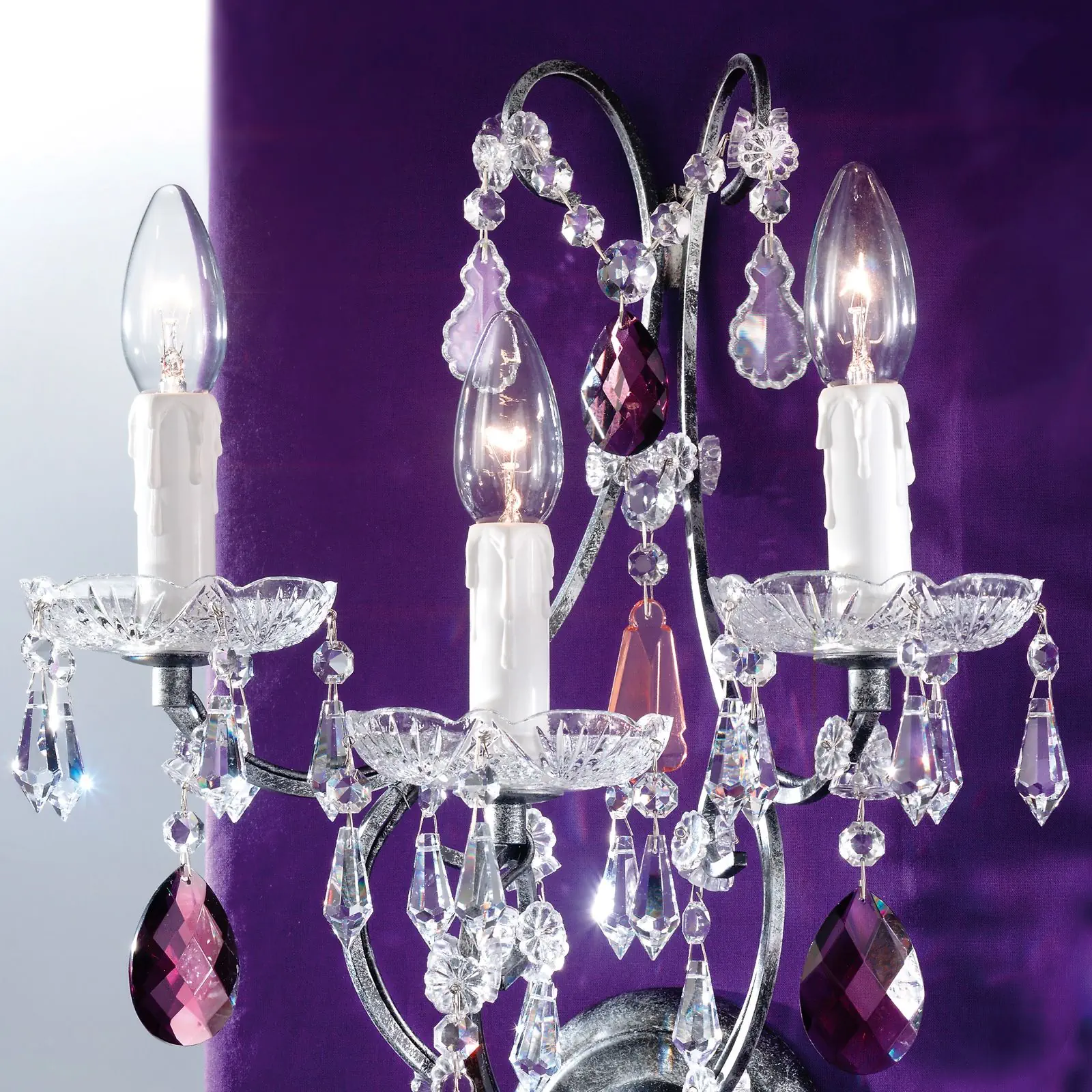 Zidna lampa VERONA, 3 izvora svetla, antik srebrna - 2