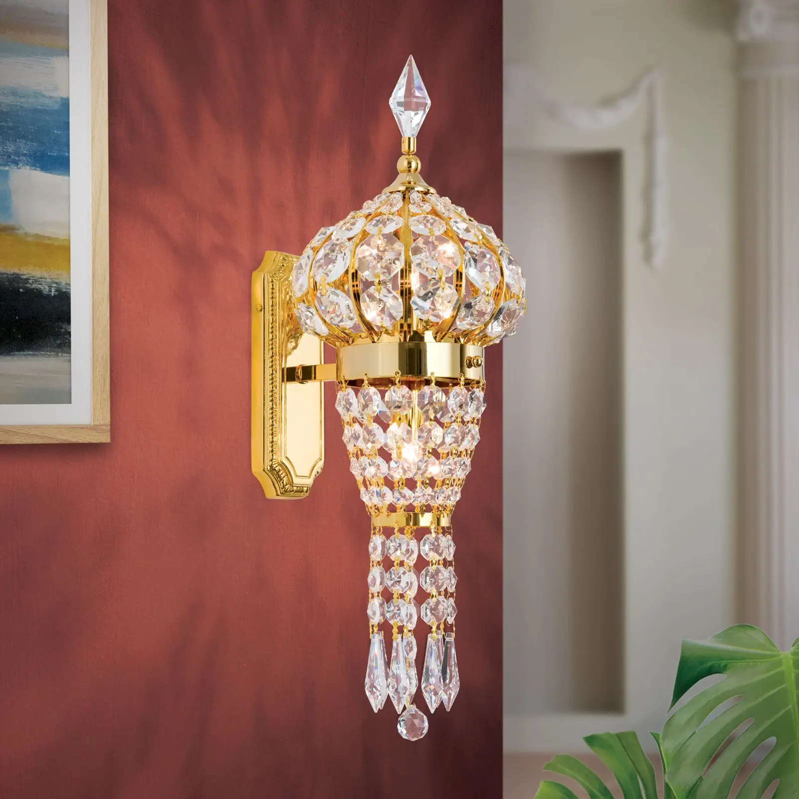 Kristalna zidna lampa ORIENTAL, 1 izvor svetla, zlato - 1