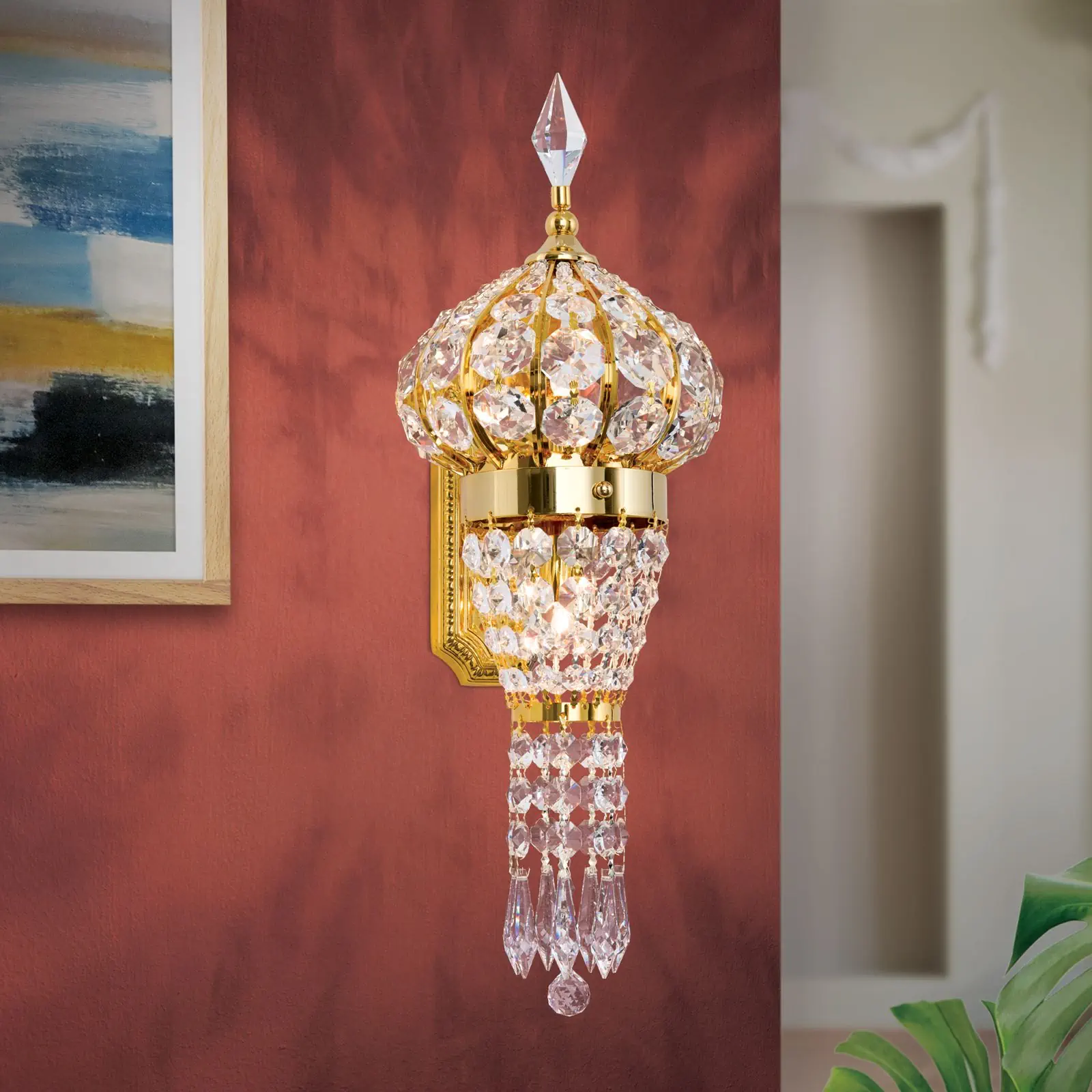 Kristalna zidna lampa ORIENTAL, 1 izvor svetla, zlato - 2