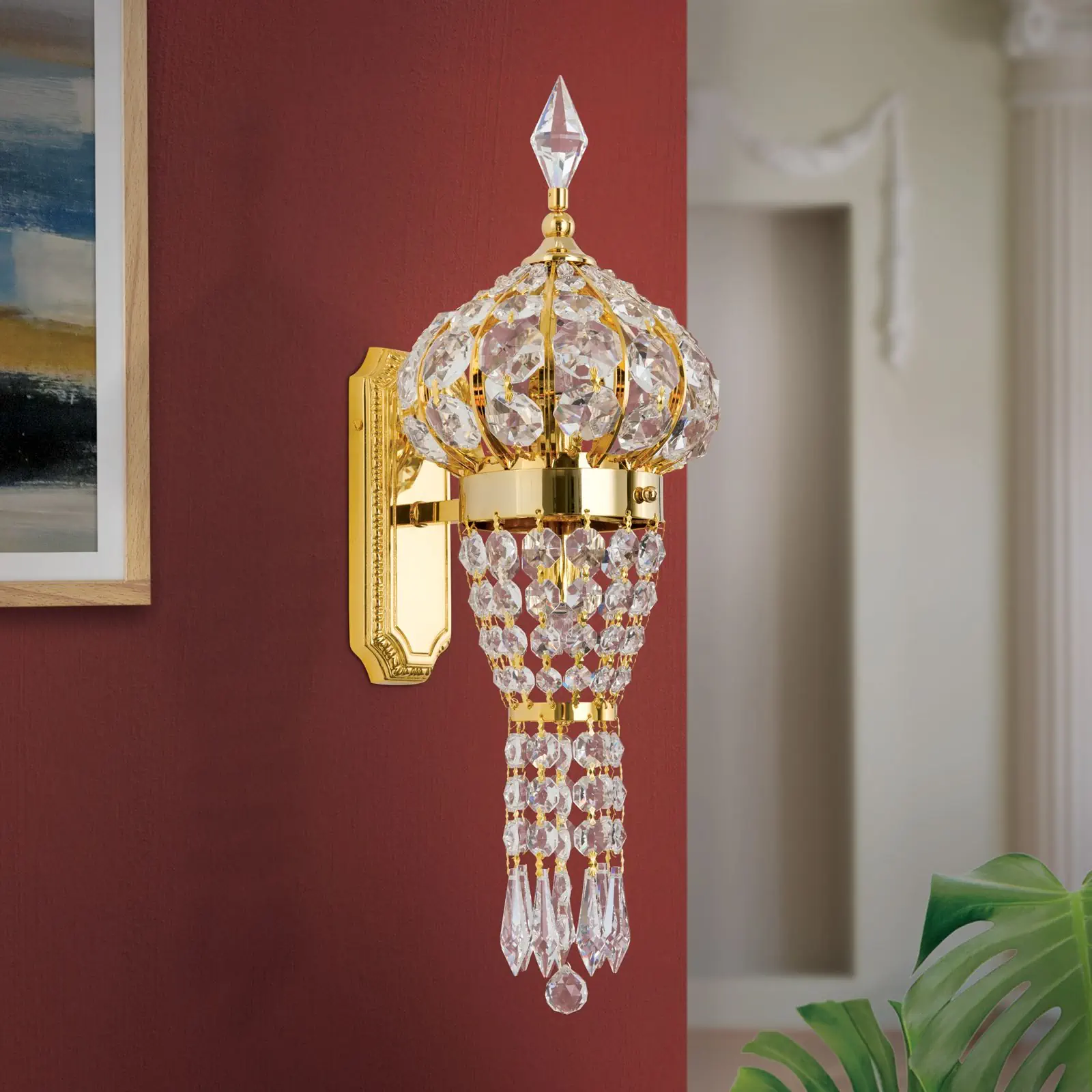 Kristalna zidna lampa ORIENTAL, 1 izvor svetla, zlato - 3