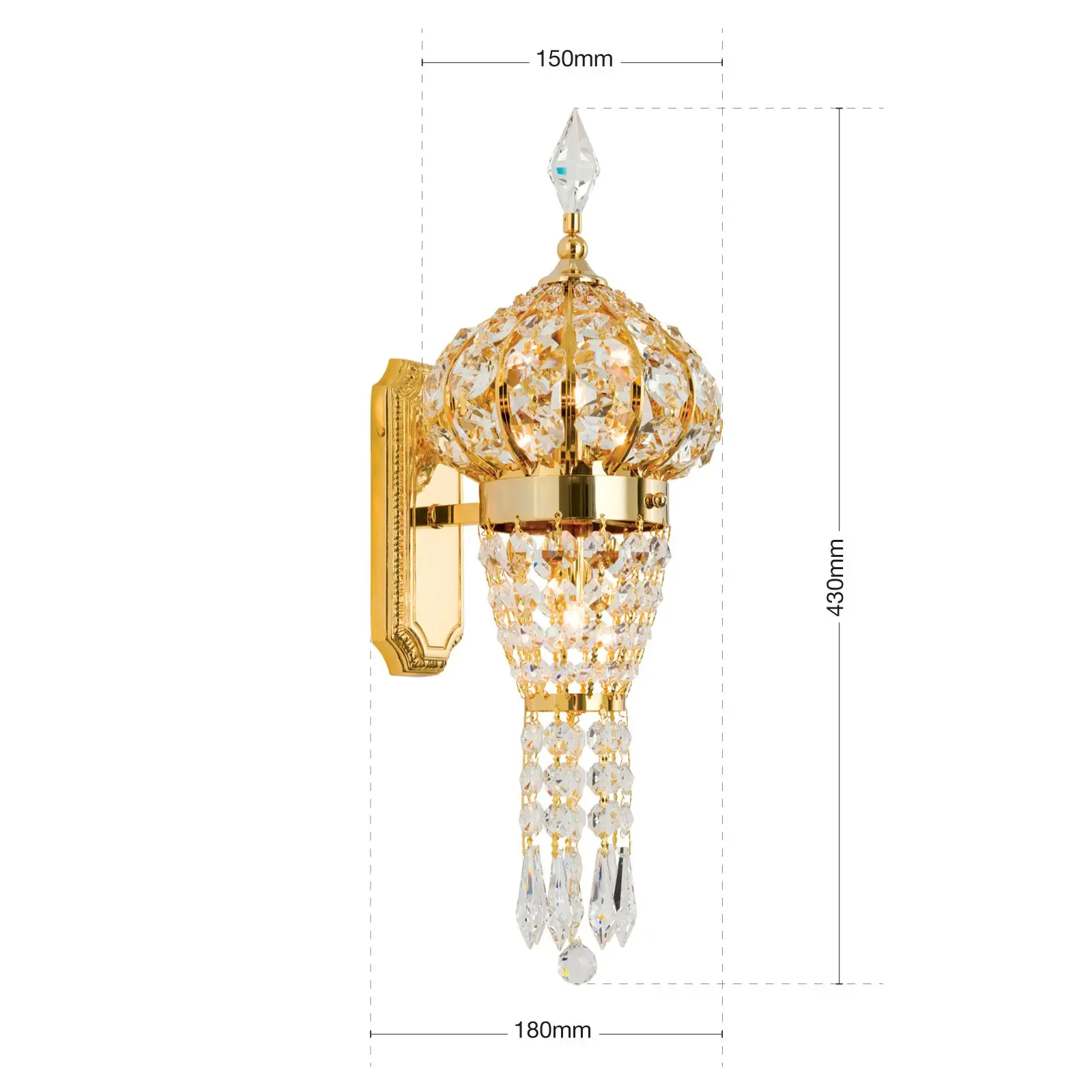 Kristalna zidna lampa ORIENTAL, 1 izvor svetla, zlato - 7