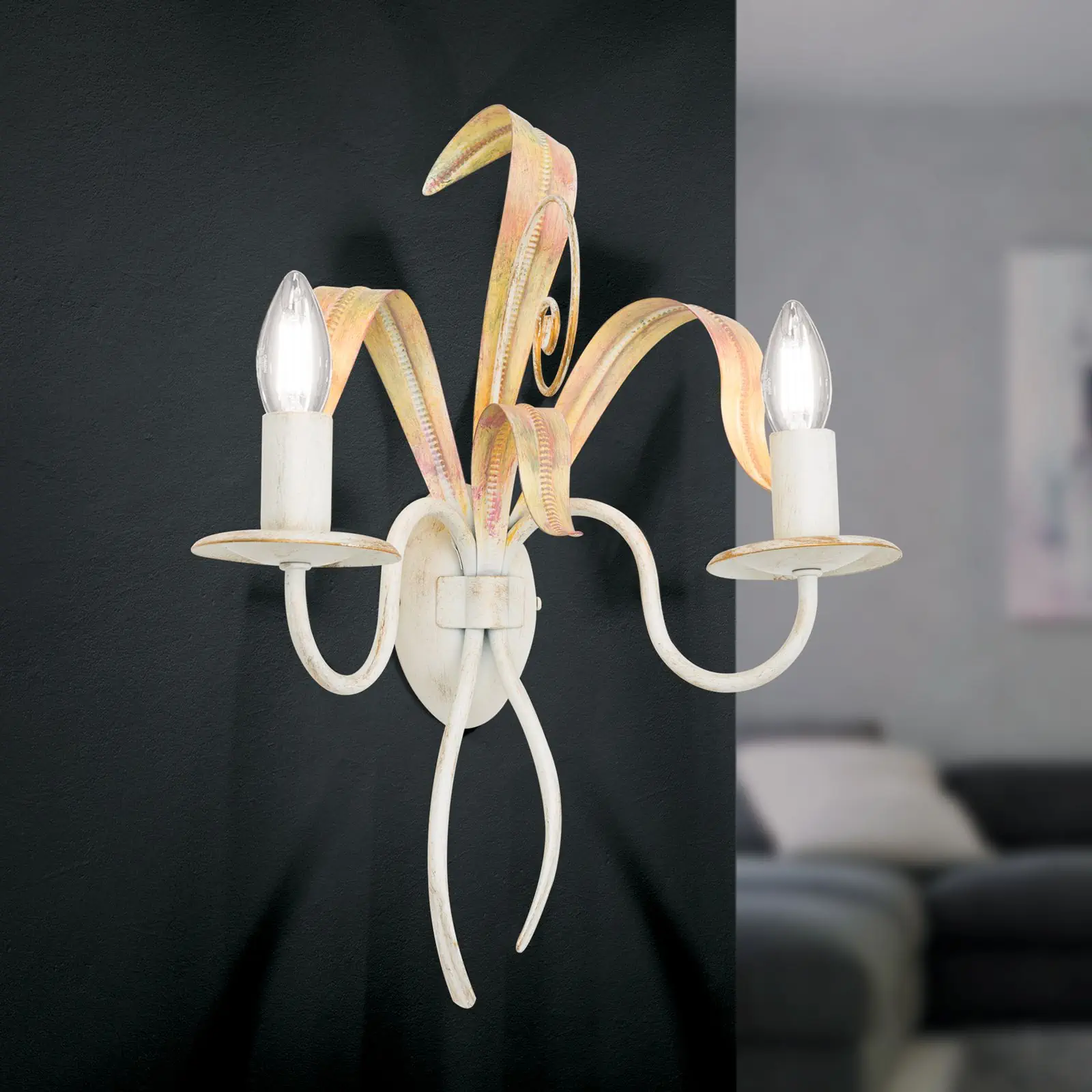 Zidna lampa TUNA, sa dva izvora svetla, slonovača