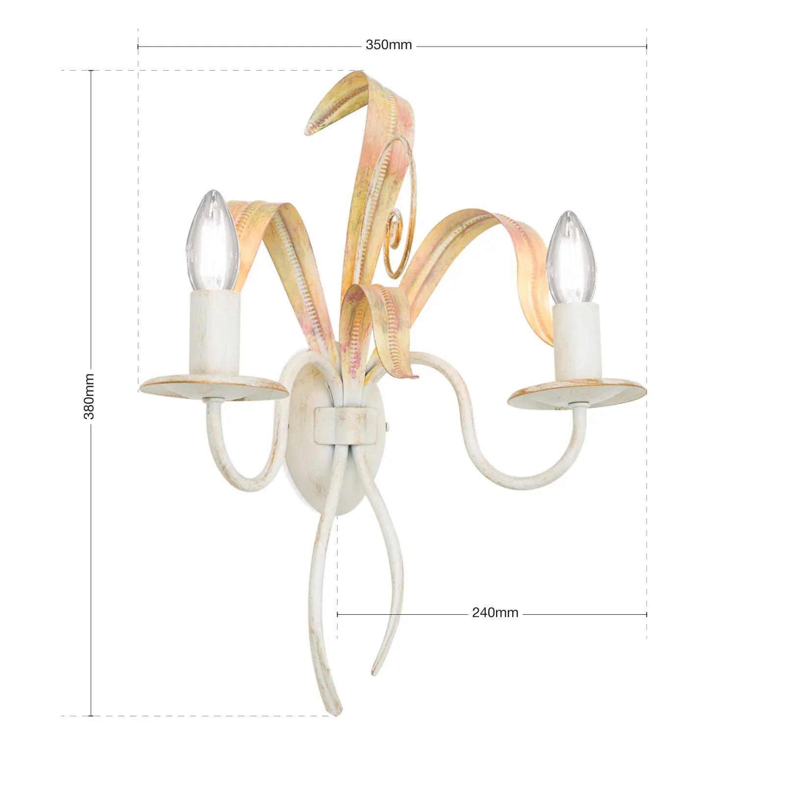 Zidna lampa TUNA, sa dva izvora svetla, slonovača - 7