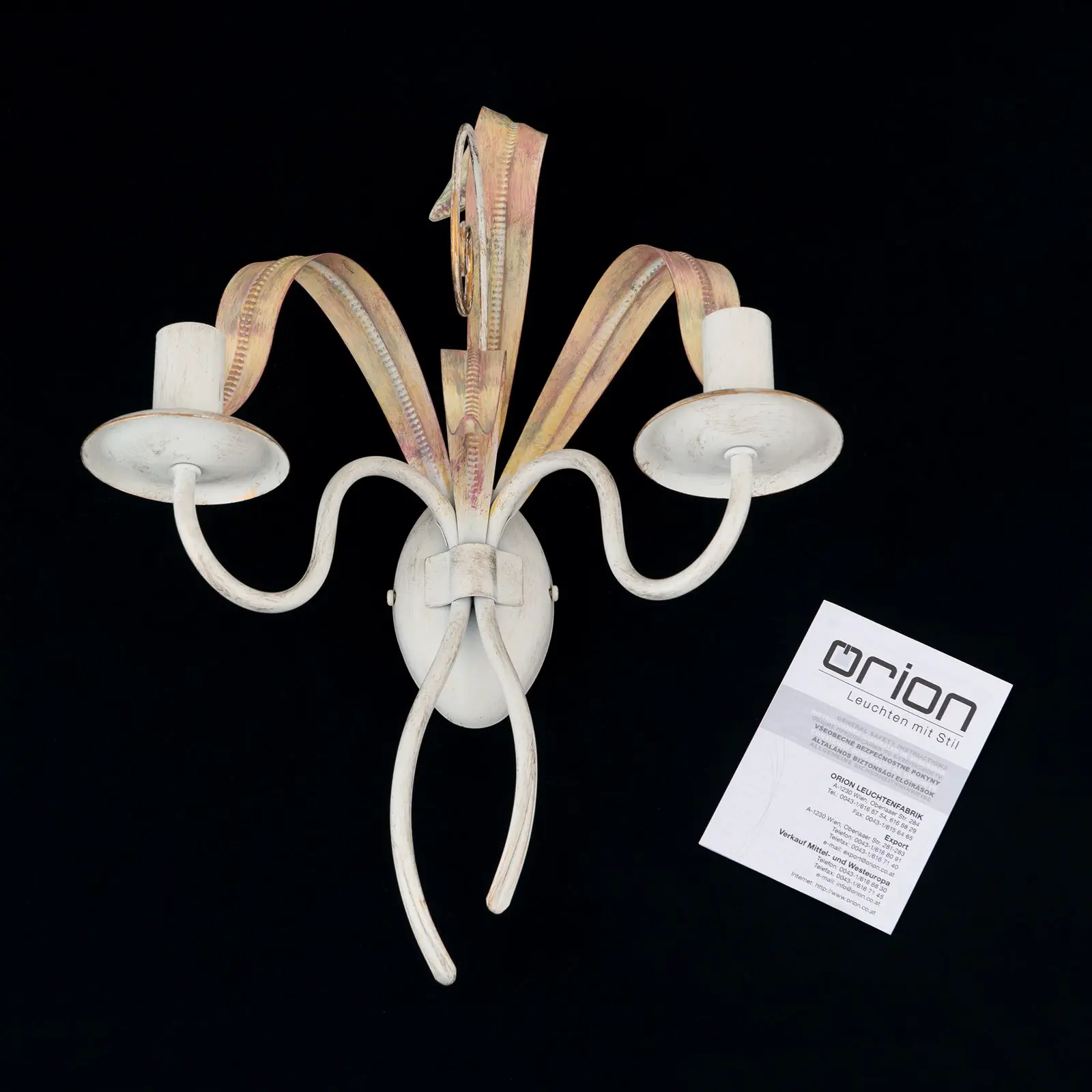 Zidna lampa TUNA, sa dva izvora svetla, slonovača - 8