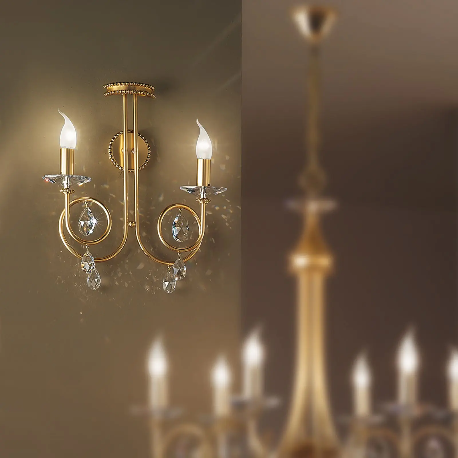 Zidna lampa GIADA, sa dva izvora svetla, pozlaćena mat - 10