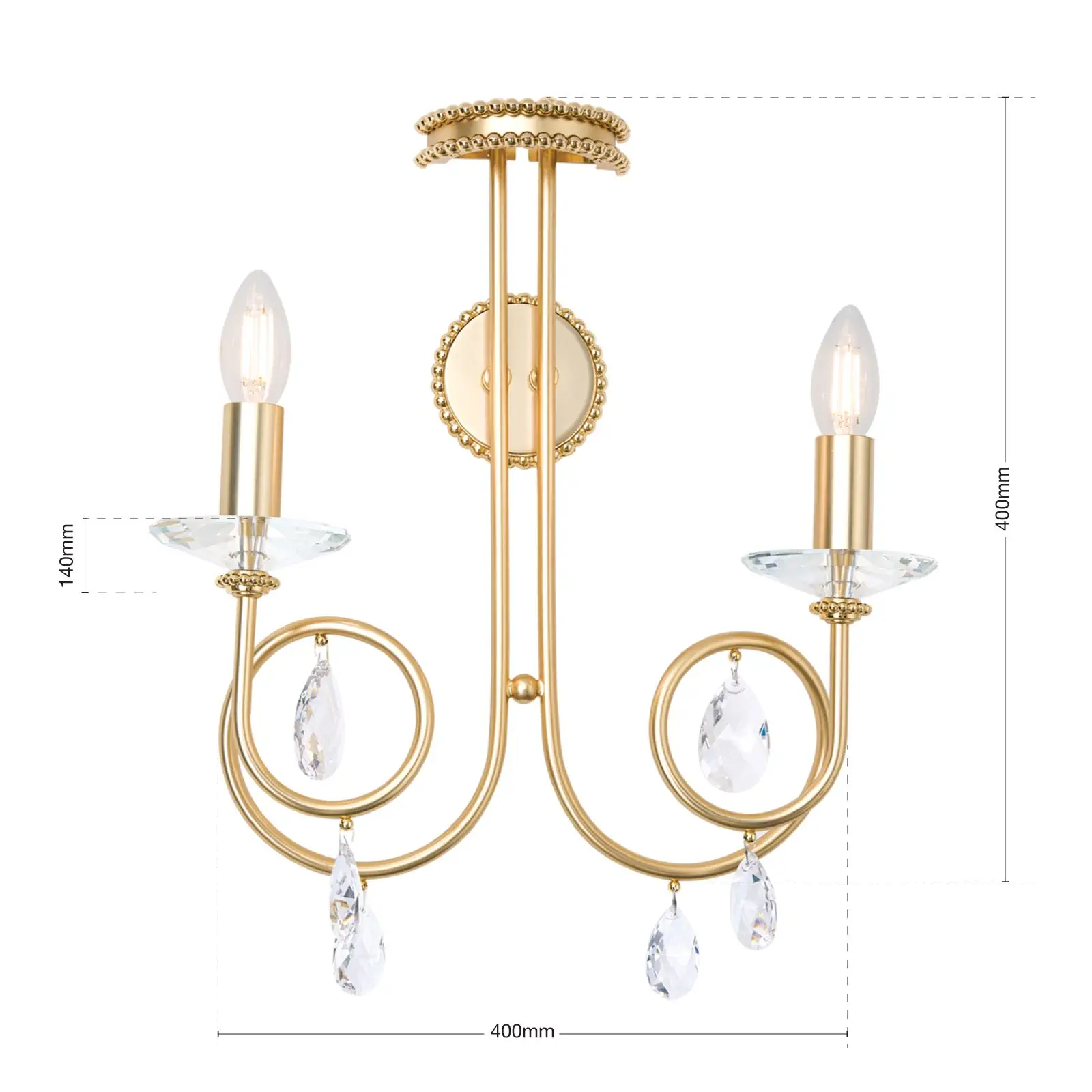 Zidna lampa GIADA, sa dva izvora svetla, pozlaćena mat - 8