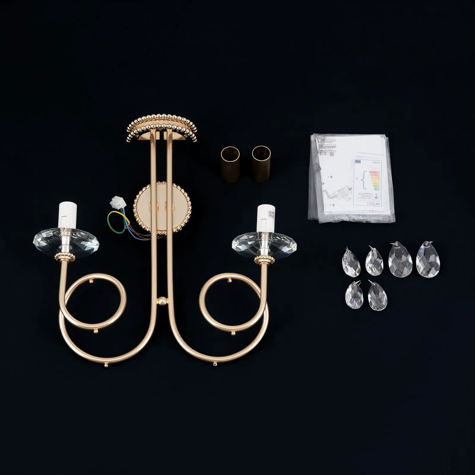 Zidna lampa GIADA, sa dva izvora svetla, pozlaćena mat - 9