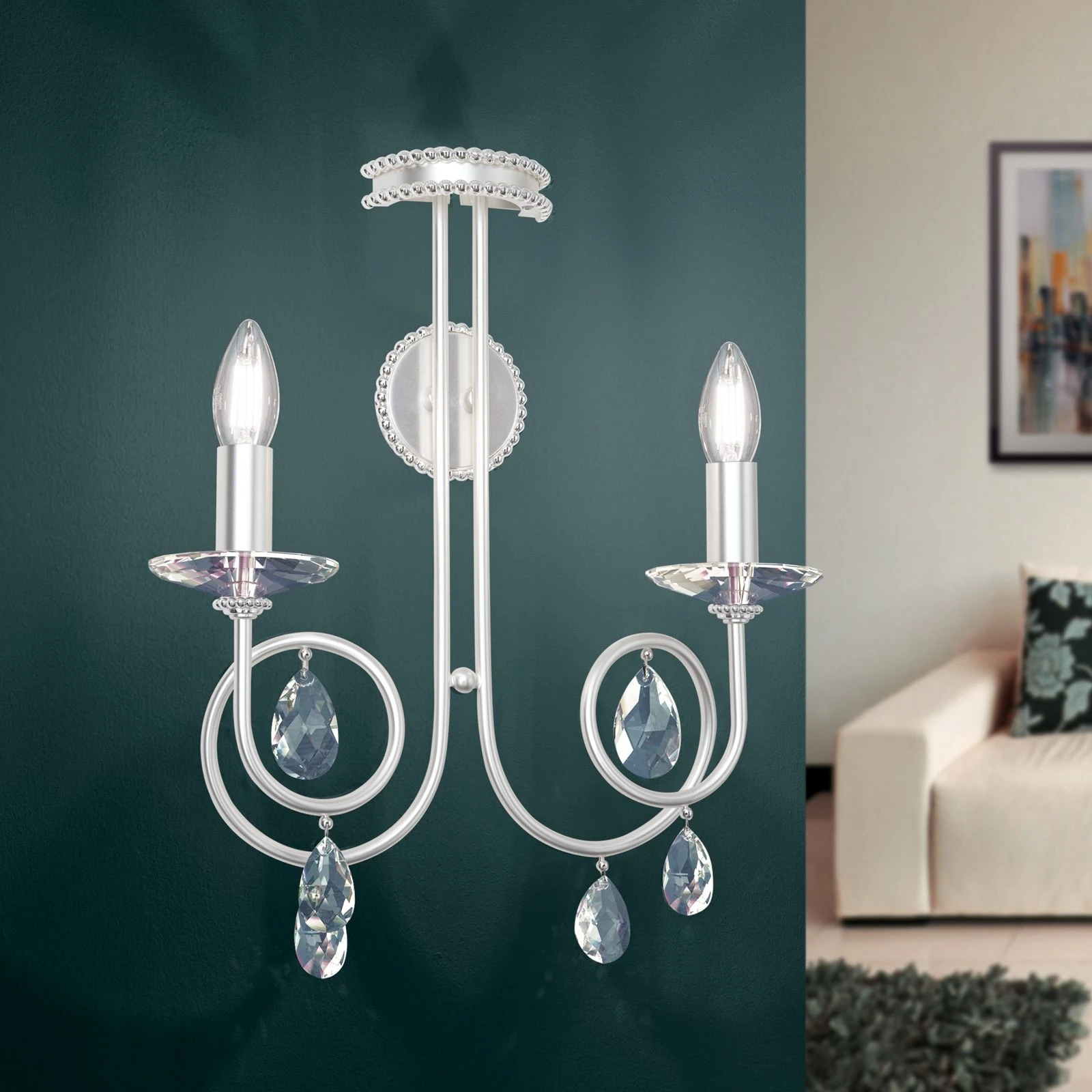 Zidna lampa GIADA, sa dva izvora svetla, srebro mat - 1