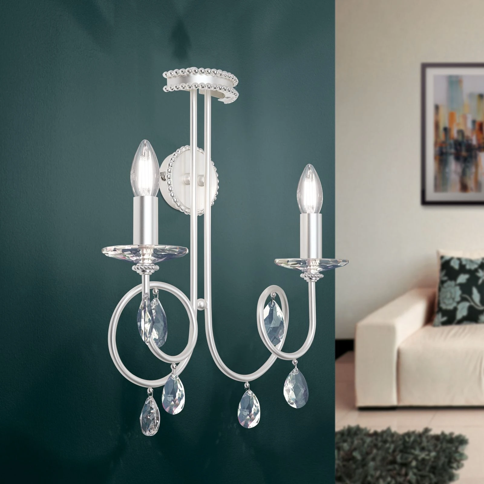 Zidna lampa GIADA, sa dva izvora svetla, srebro mat - 2