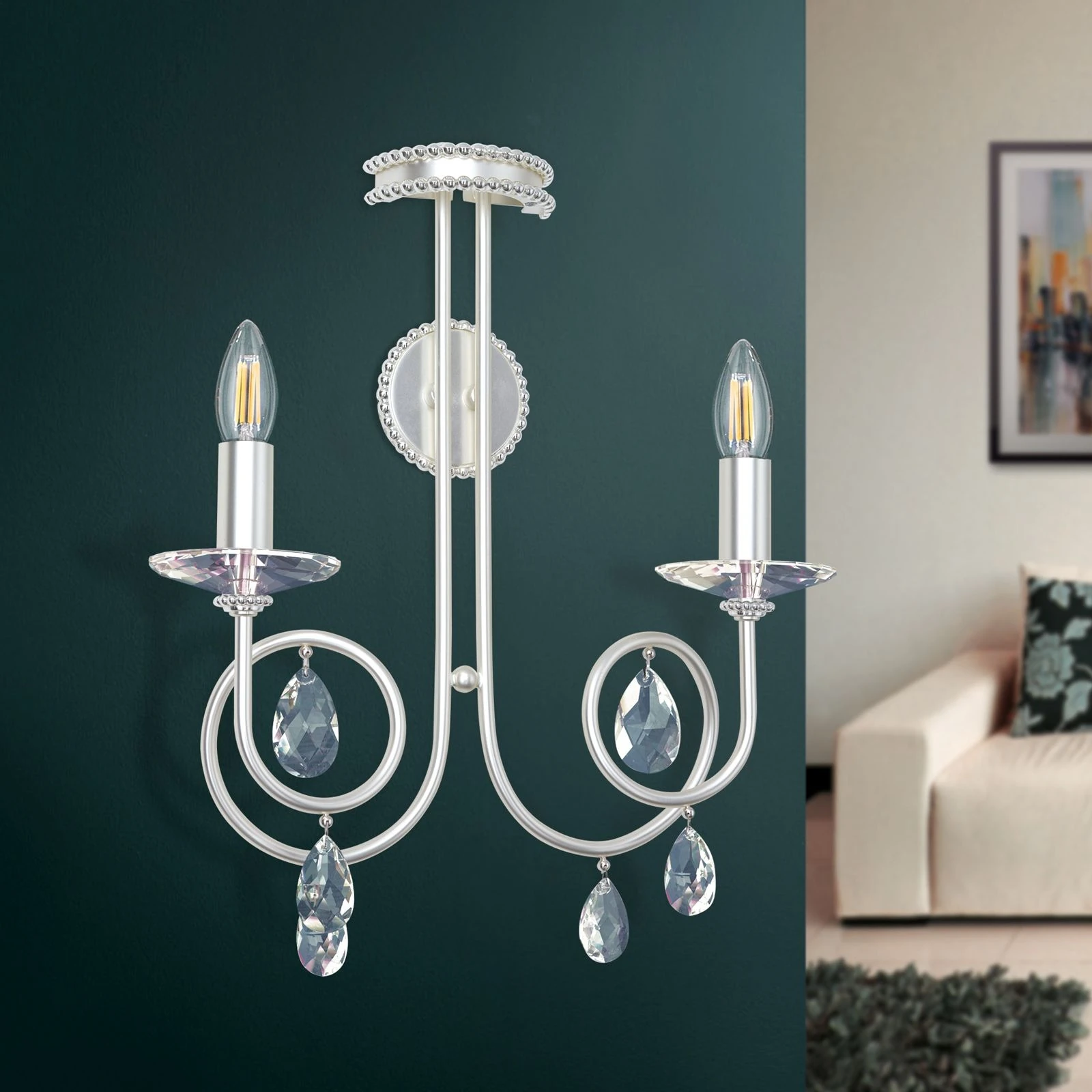 Zidna lampa GIADA, sa dva izvora svetla, srebro mat - 3