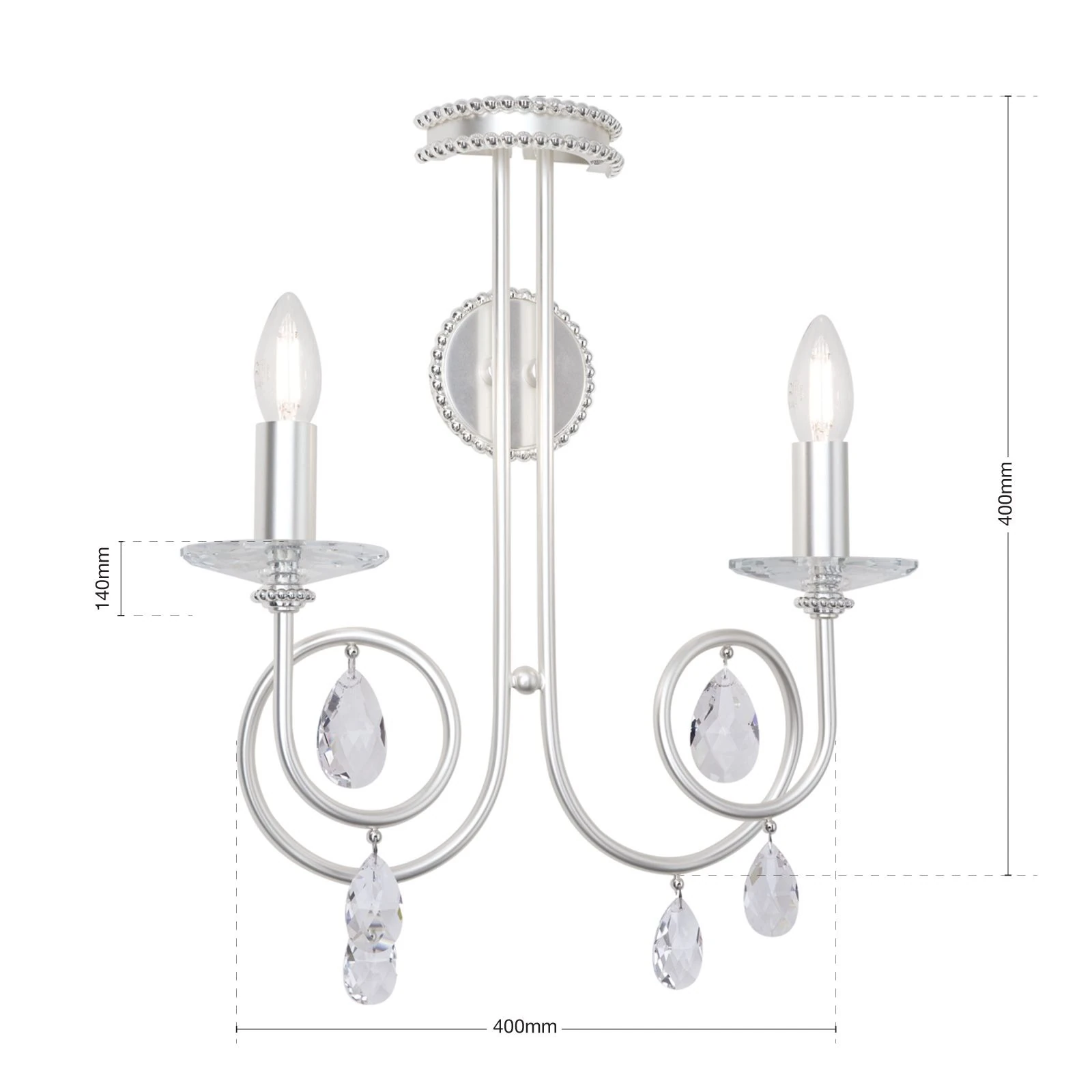Zidna lampa GIADA, sa dva izvora svetla, srebro mat - 7