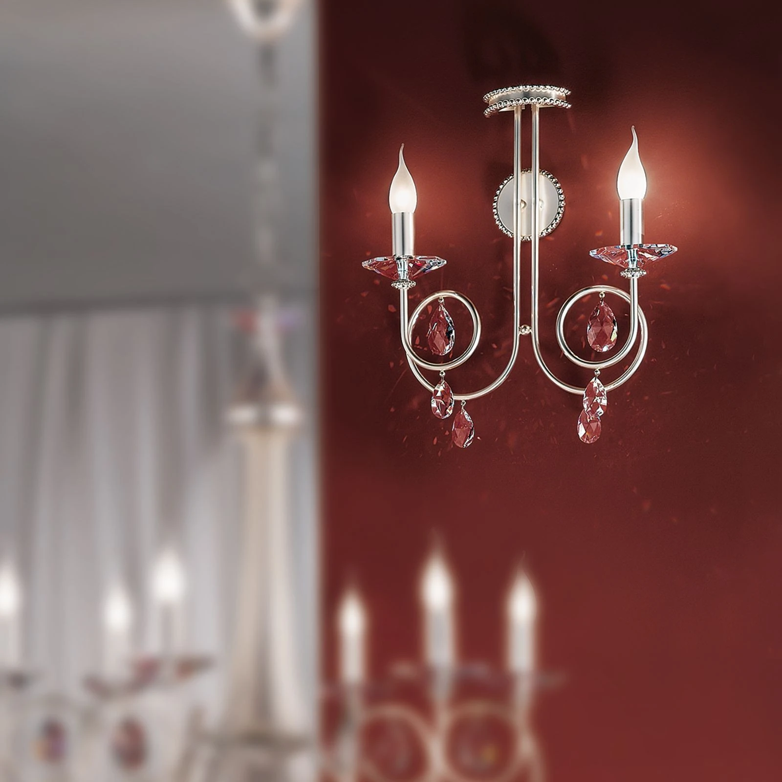 Zidna lampa GIADA, sa dva izvora svetla, srebro mat - 9