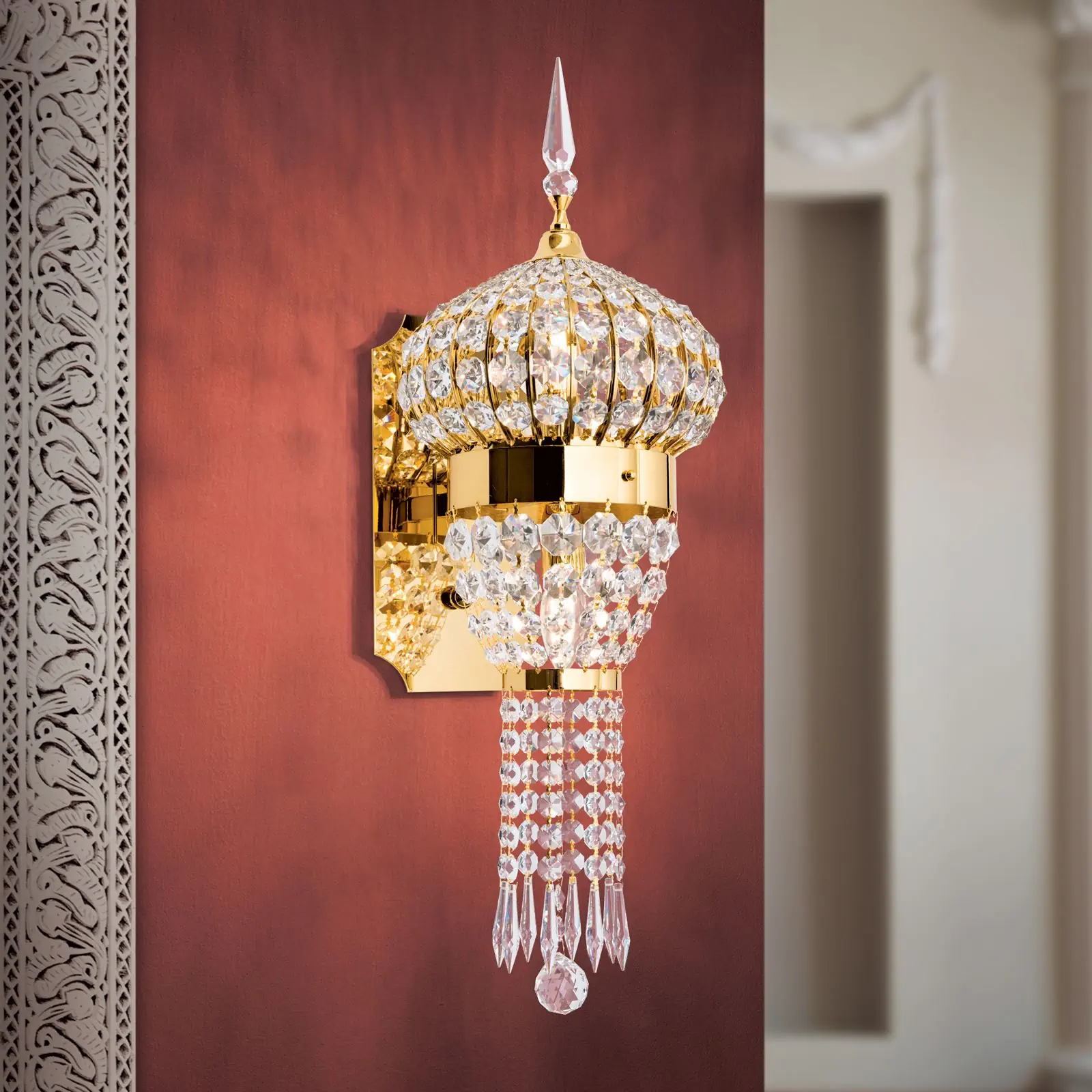 Kristalna zidna lampa ORIENTAL, 2 izvora svetla, zlato - 2