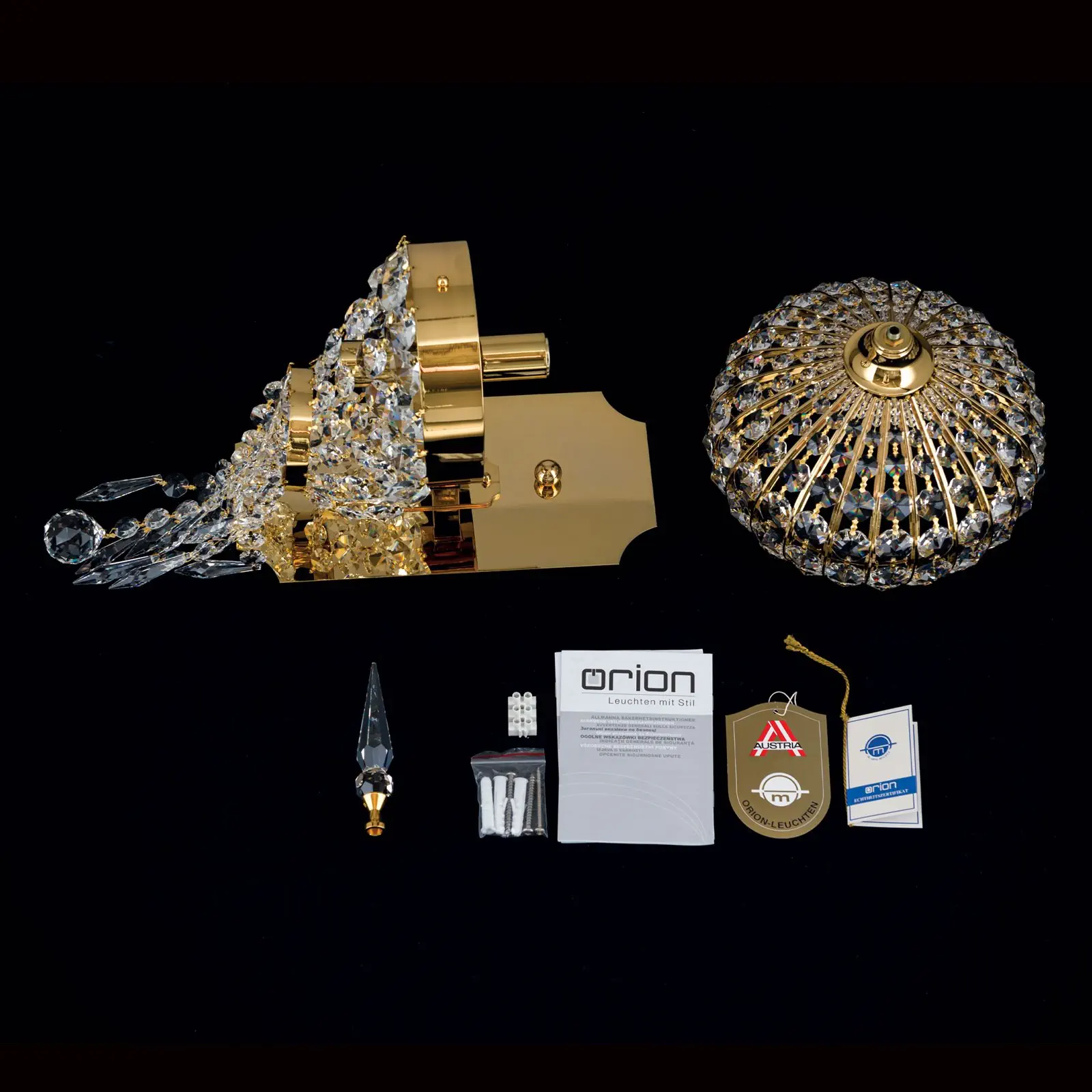 Kristalna zidna lampa ORIENTAL, 2 izvora svetla, zlato - 8