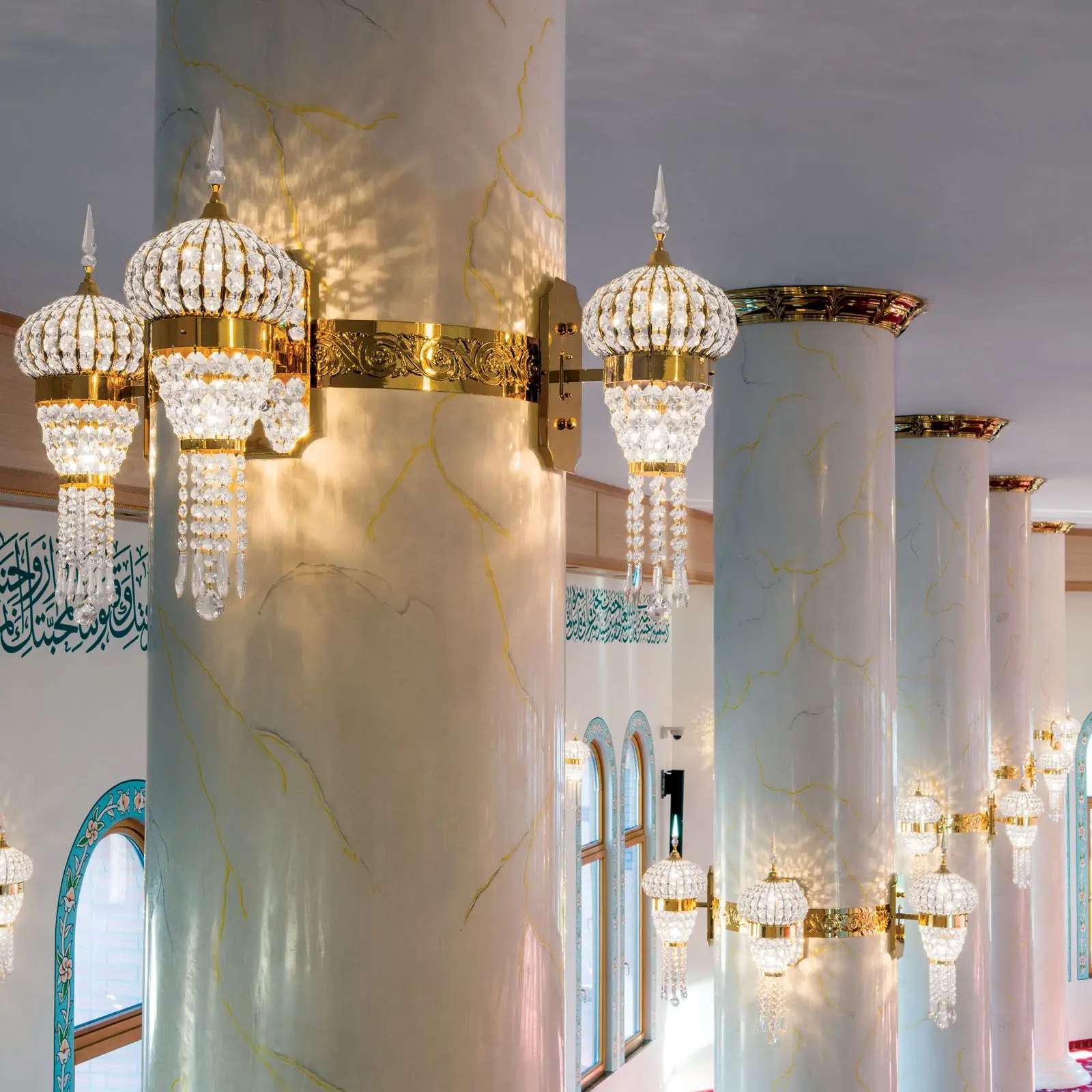 Kristalna zidna lampa ORIENTAL, 2 izvora svetla, zlato - 9