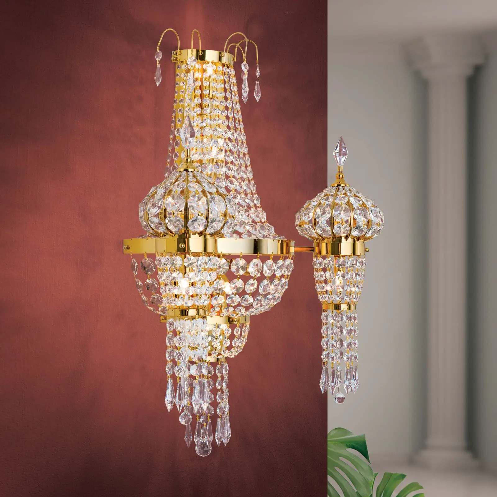 Kristalna zidna lampa ORIENTAL, 13 izvora svetla, zlato - 2