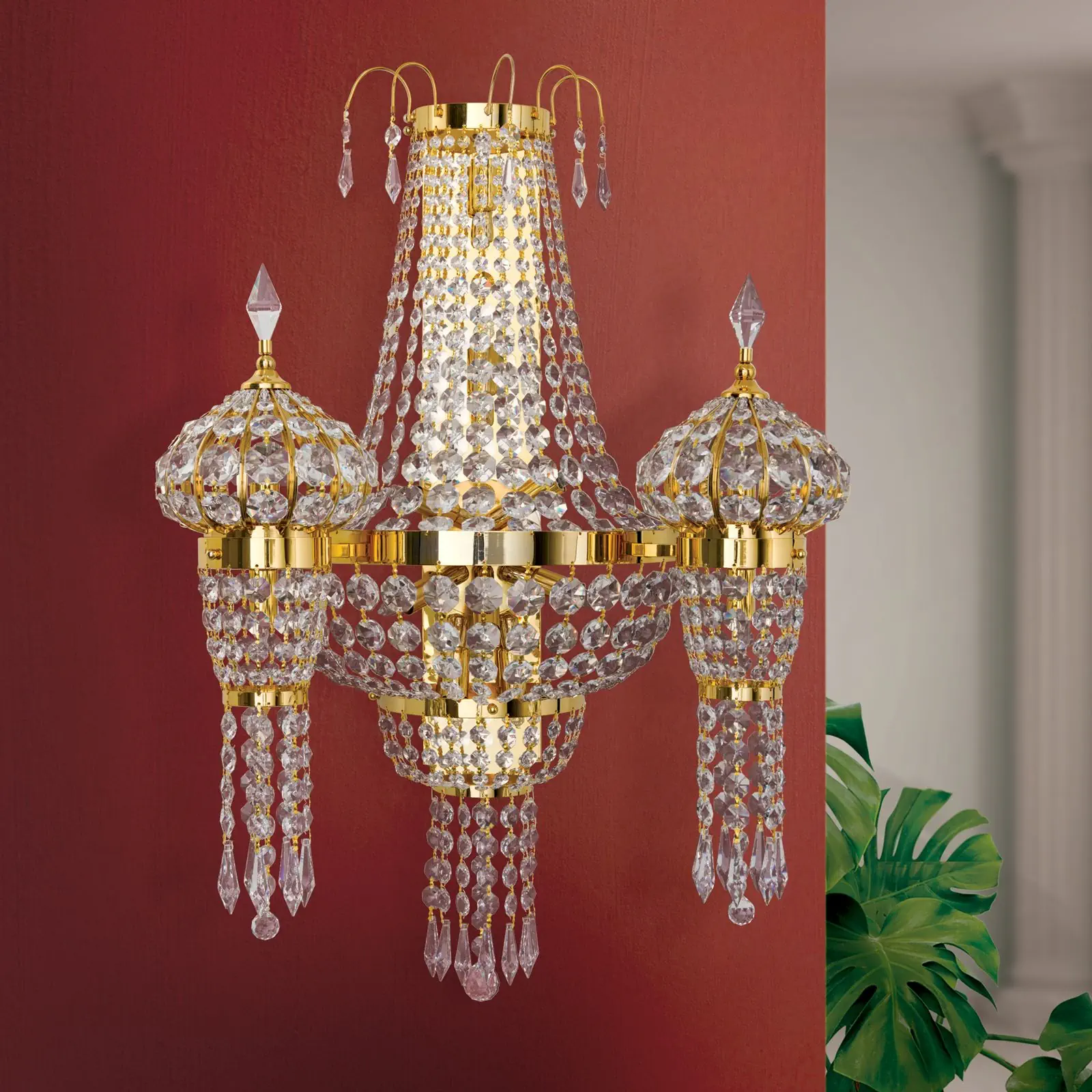 Kristalna zidna lampa ORIENTAL, 13 izvora svetla, zlato - 3