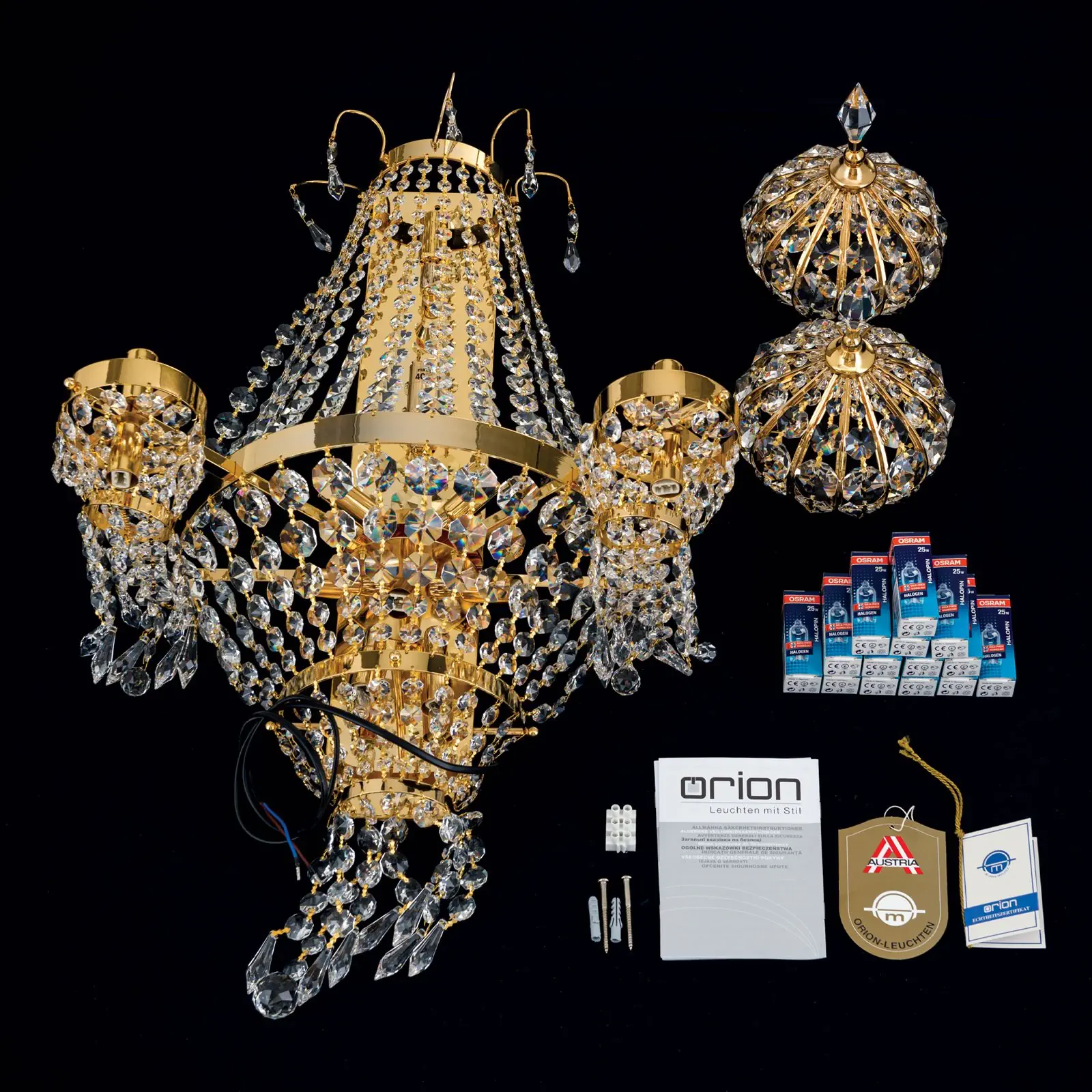 Kristalna zidna lampa ORIENTAL, 13 izvora svetla, zlato - 8