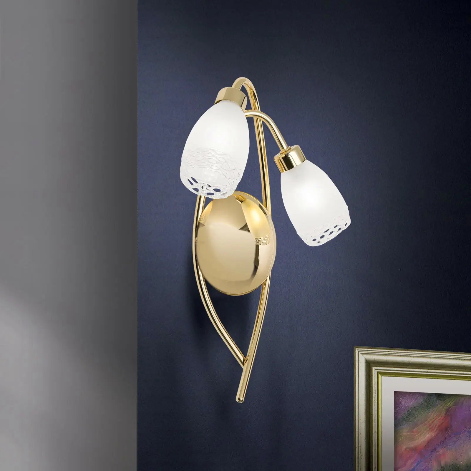 Zidna lampa CARLA, sa dva izvora svetla, sjajni mesing - 2