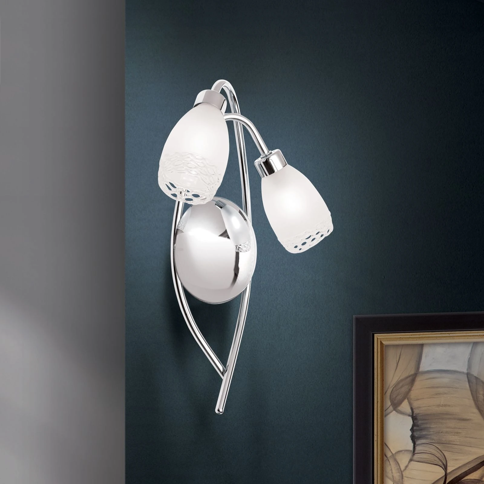 Zidna lampa CARLA, hrom, saten difuzno staklo - 2