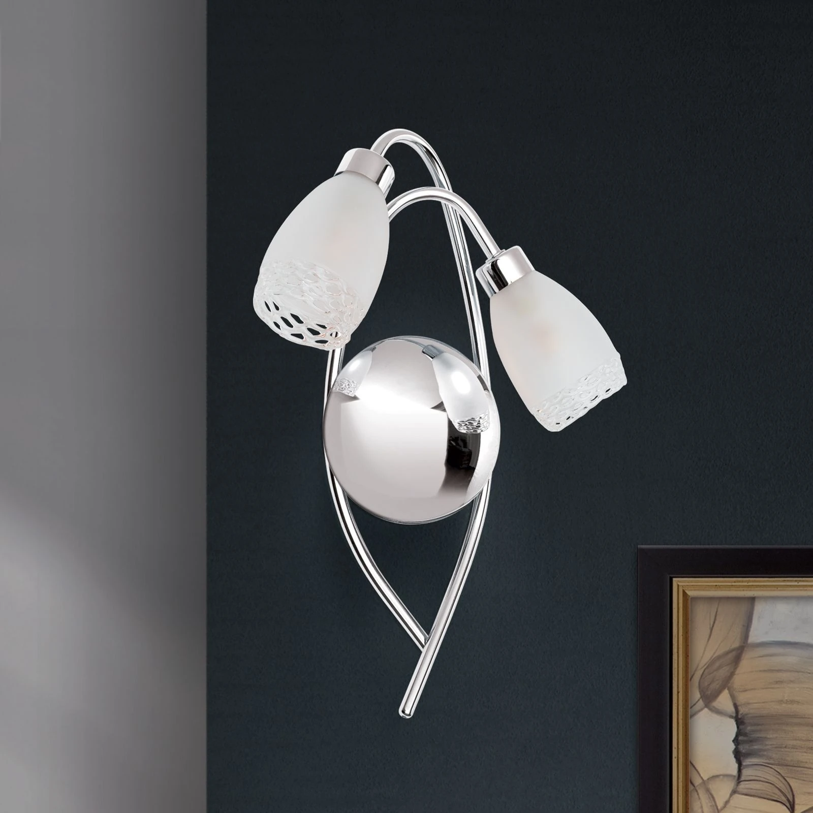 Zidna lampa CARLA, hrom, saten difuzno staklo - 3