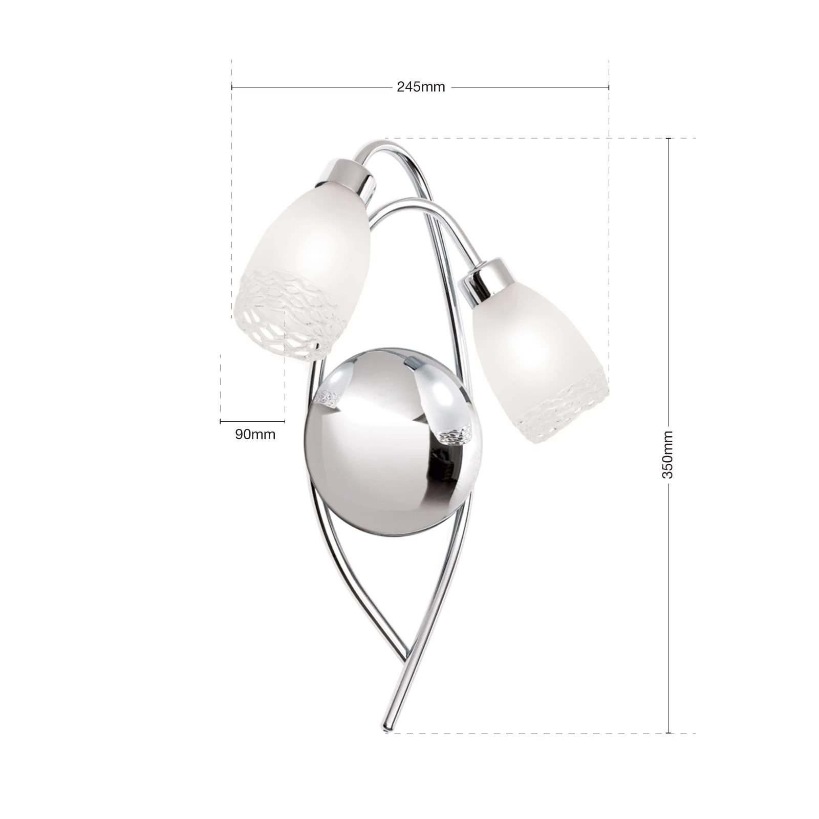 Zidna lampa CARLA, hrom, saten difuzno staklo - 7