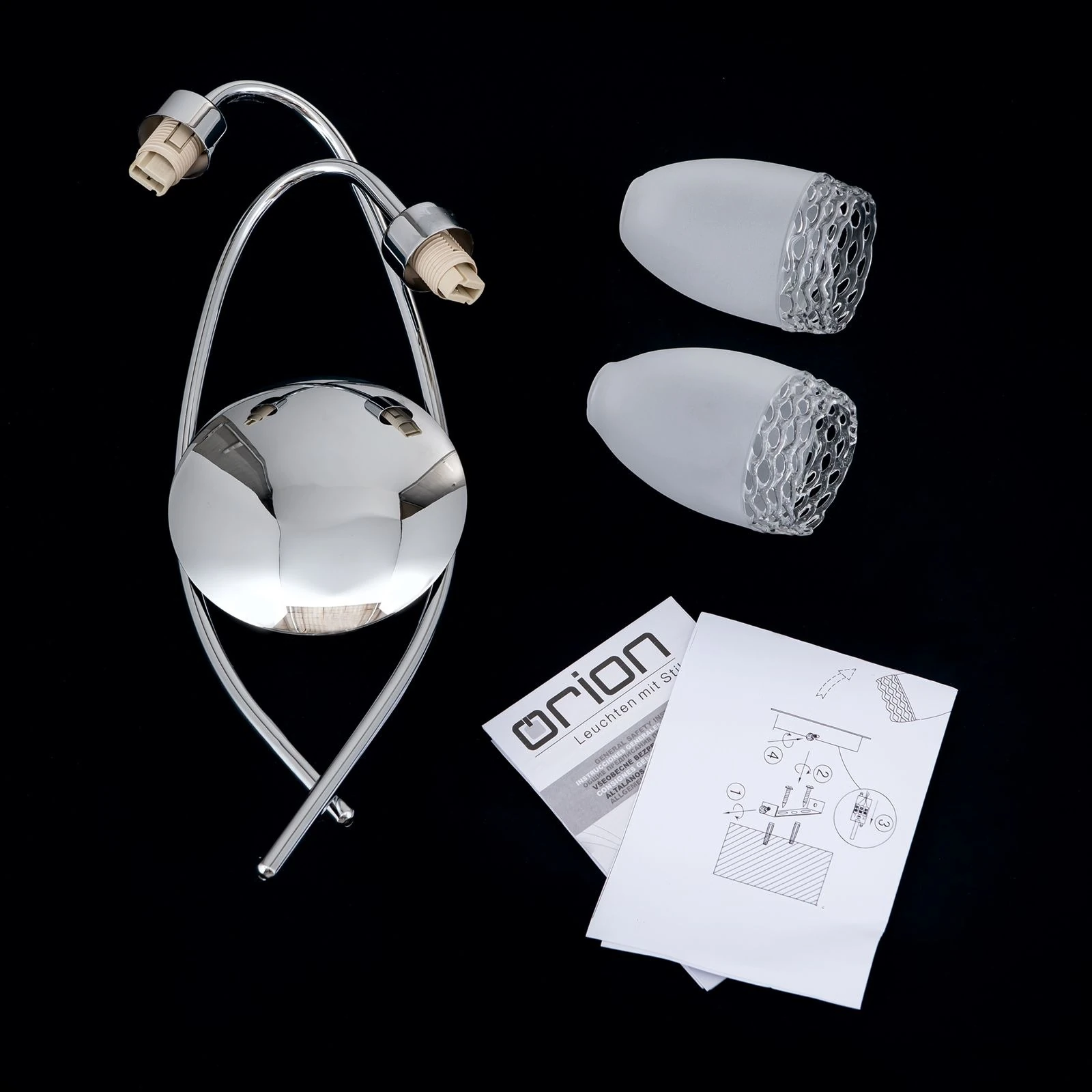 Zidna lampa CARLA, hrom, saten difuzno staklo - 8