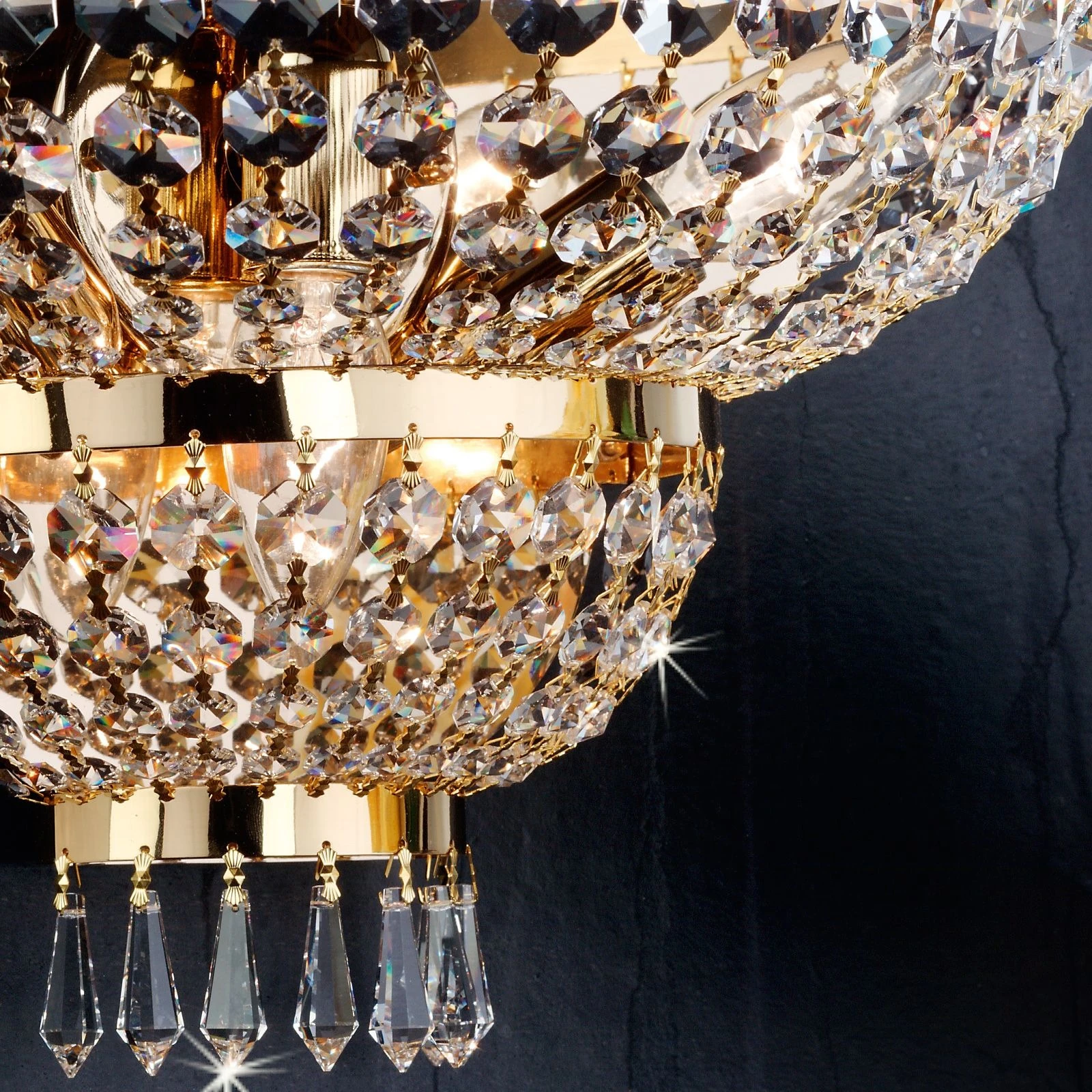 Zidna lampa SHERATON, 3 izvora svetla, 24-karatno pozlaćena - 2