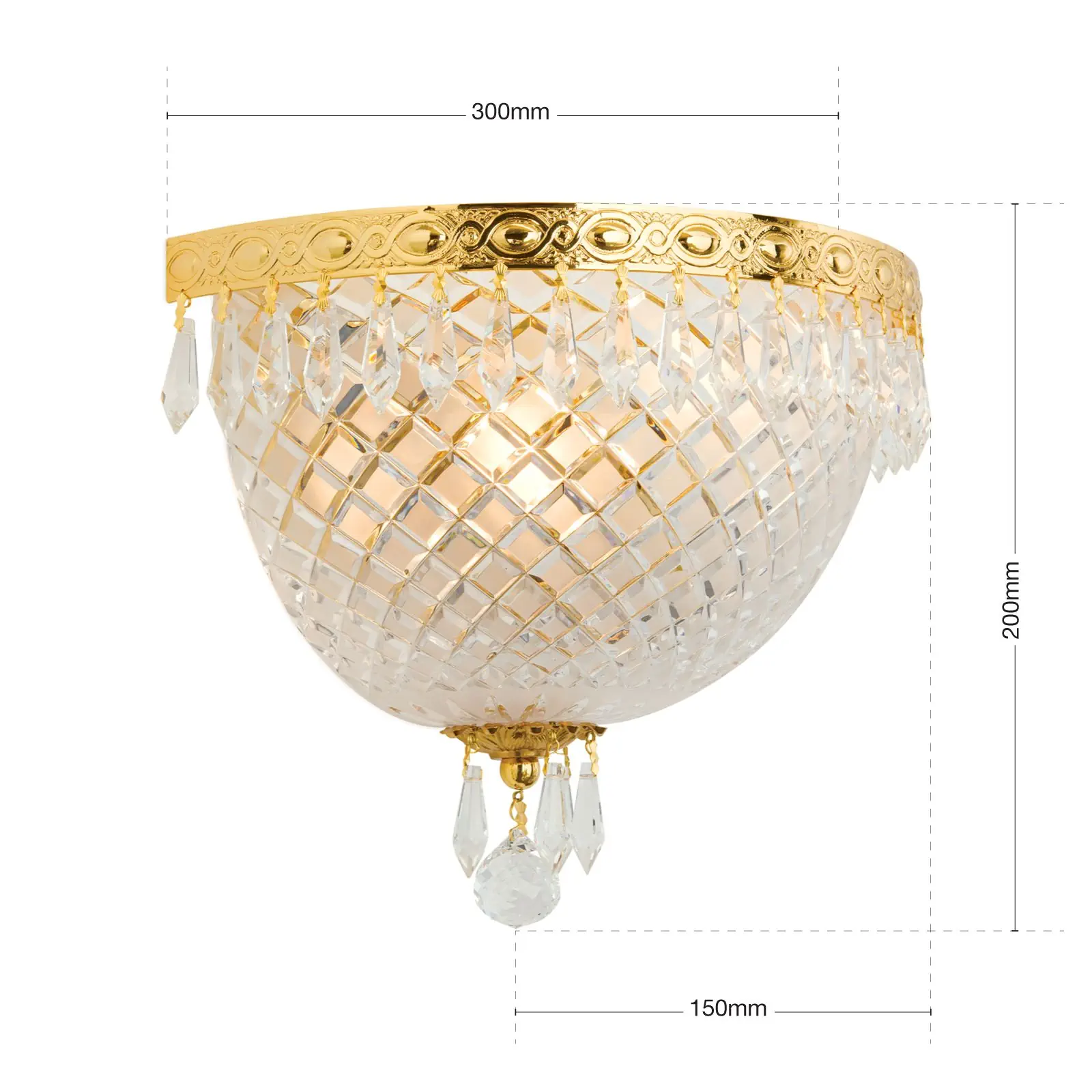 Zidna lampa EMPIRE CRYSTAL, sa dva izvora svetla, pozlaćeno - 7