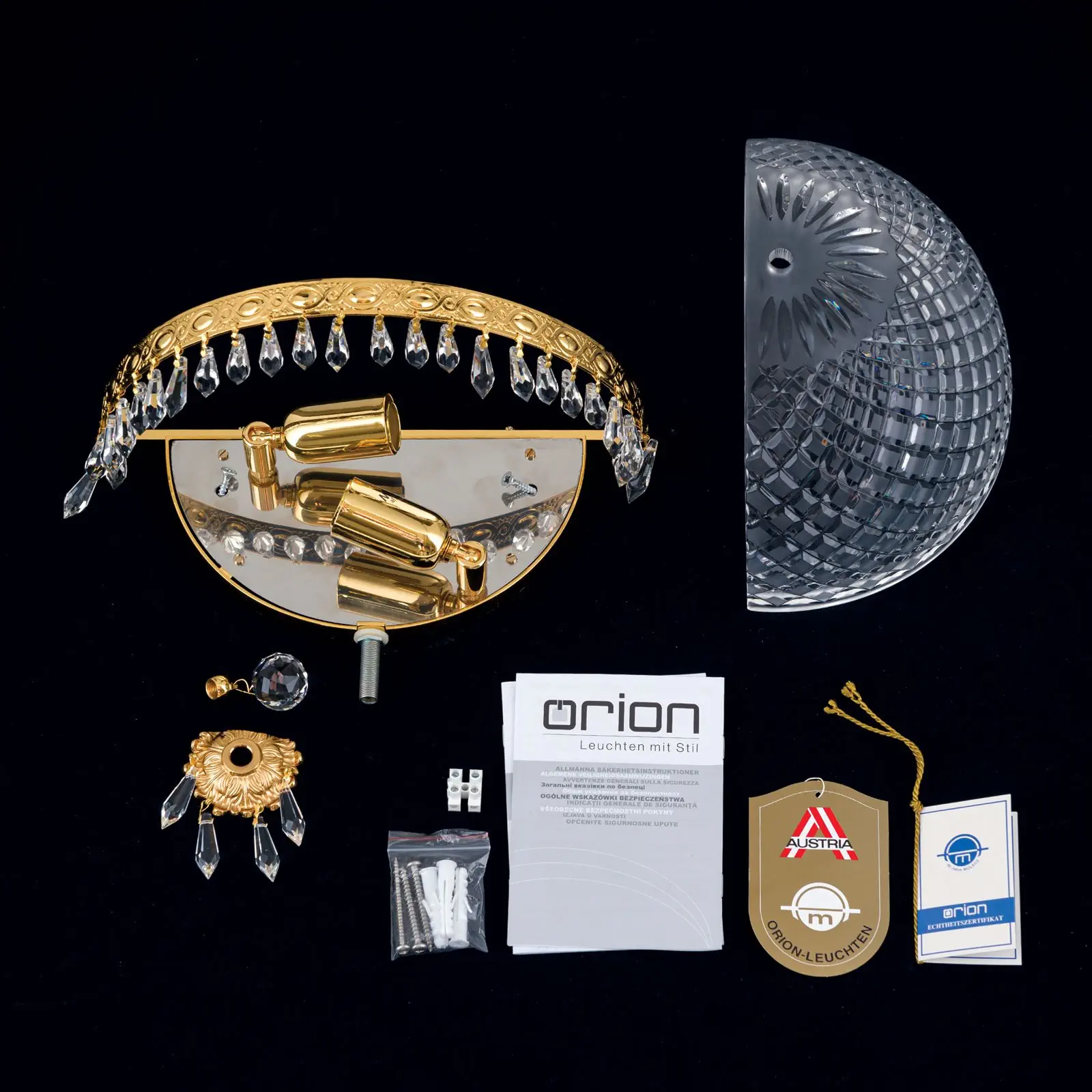 Zidna lampa EMPIRE CRYSTAL, sa dva izvora svetla, pozlaćeno - 8