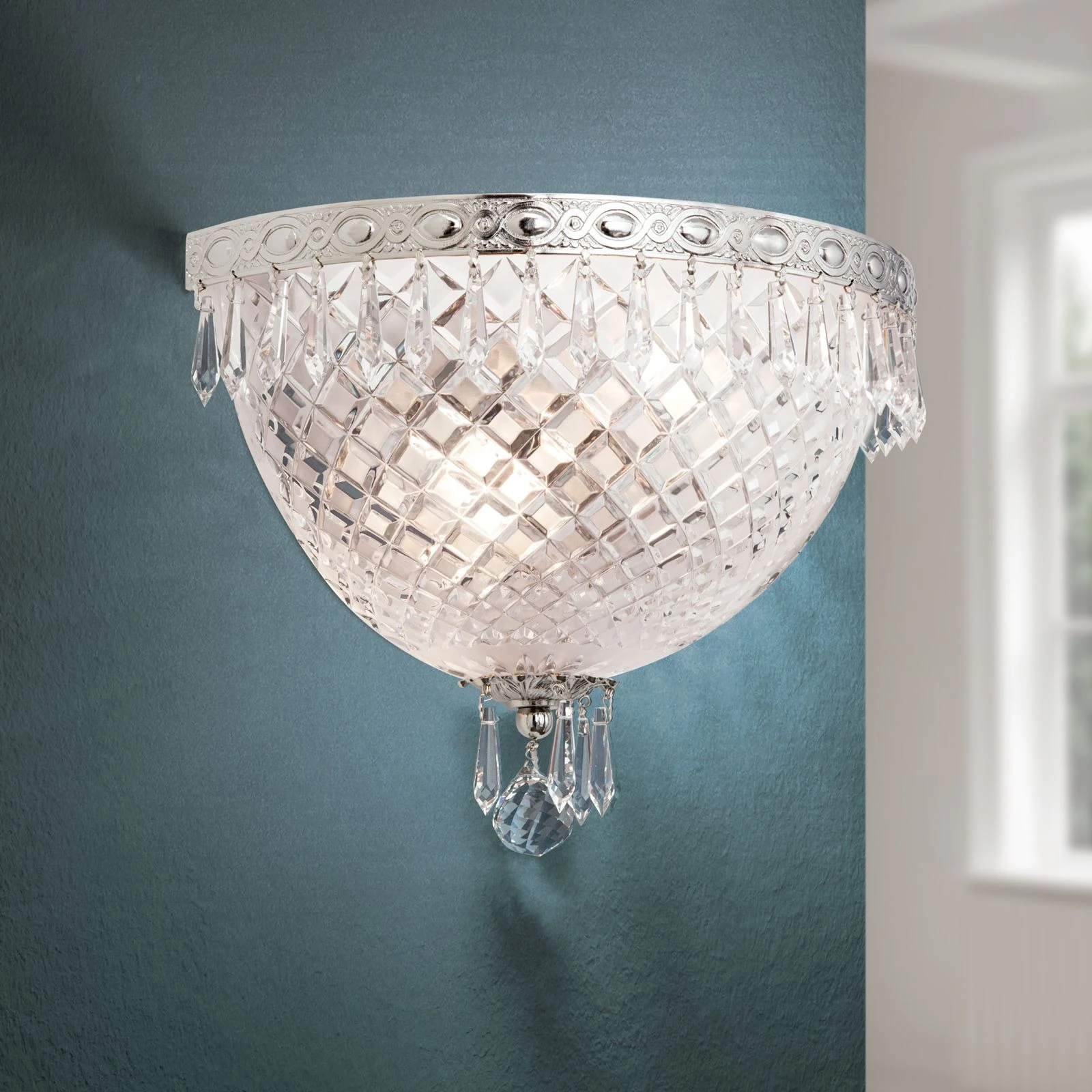 Zidna lampa EMPIRE CRYSTAL, sa dva izvora svetla, antik srebro - 1