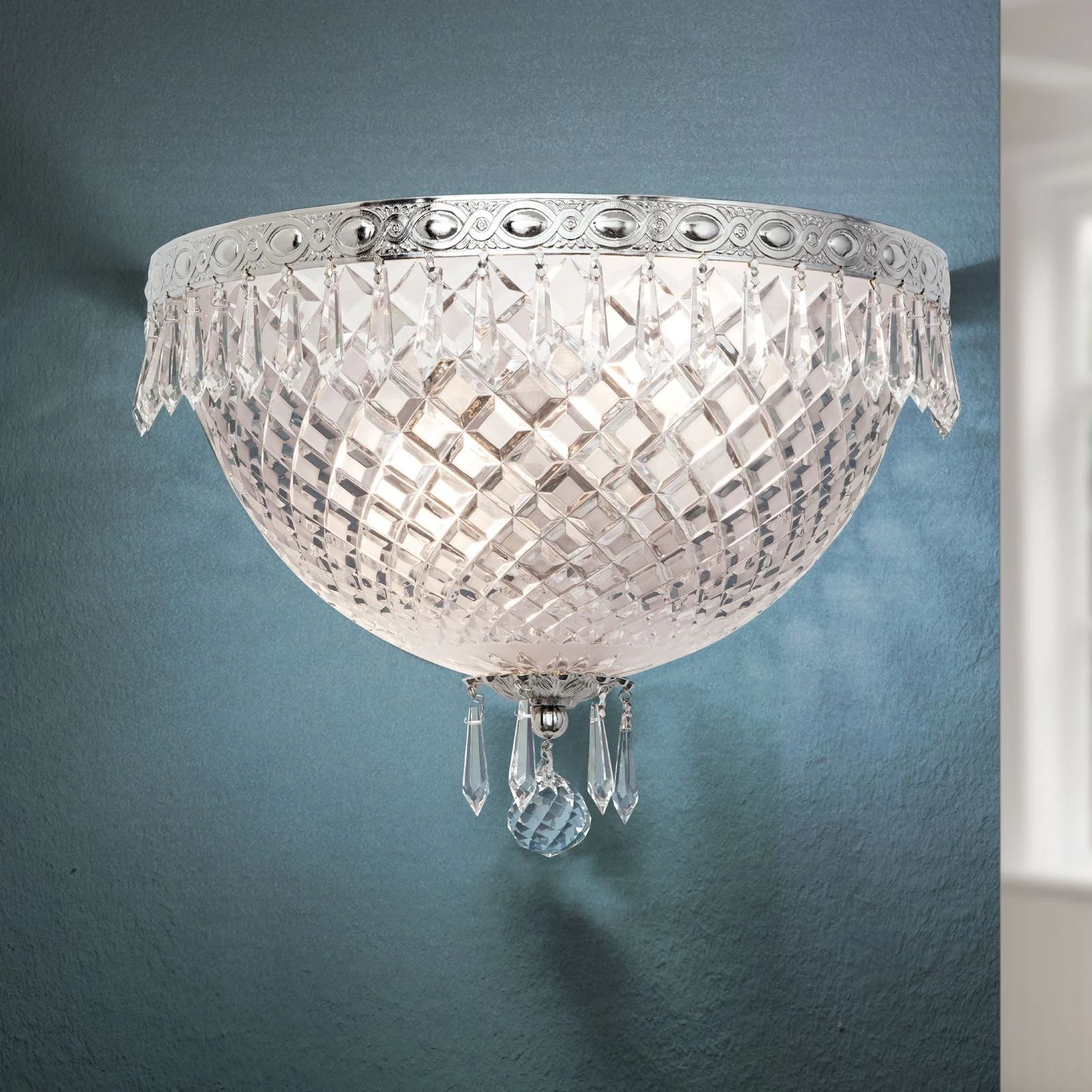 Zidna lampa EMPIRE CRYSTAL, sa dva izvora svetla, antik srebro - 2