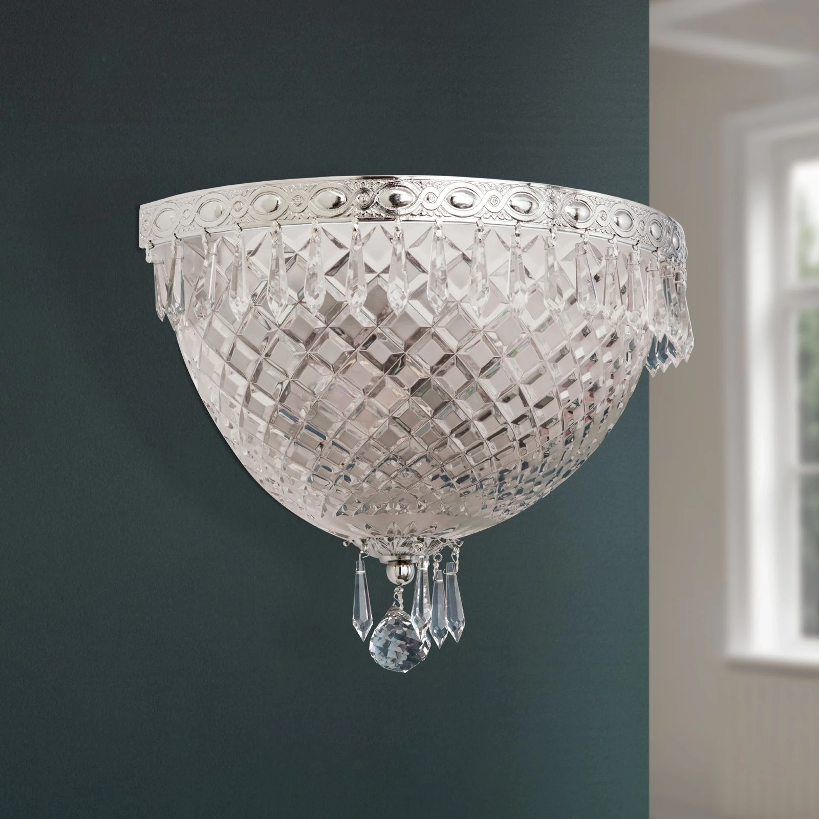 Zidna lampa EMPIRE CRYSTAL, sa dva izvora svetla, antik srebro - 3