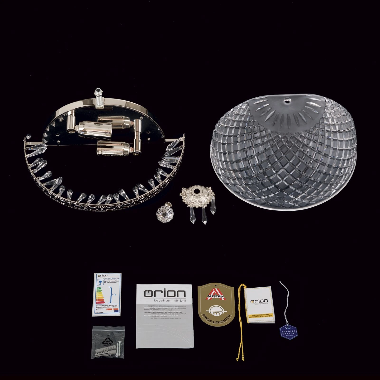 Zidna lampa EMPIRE CRYSTAL, sa dva izvora svetla, antik srebro - 8