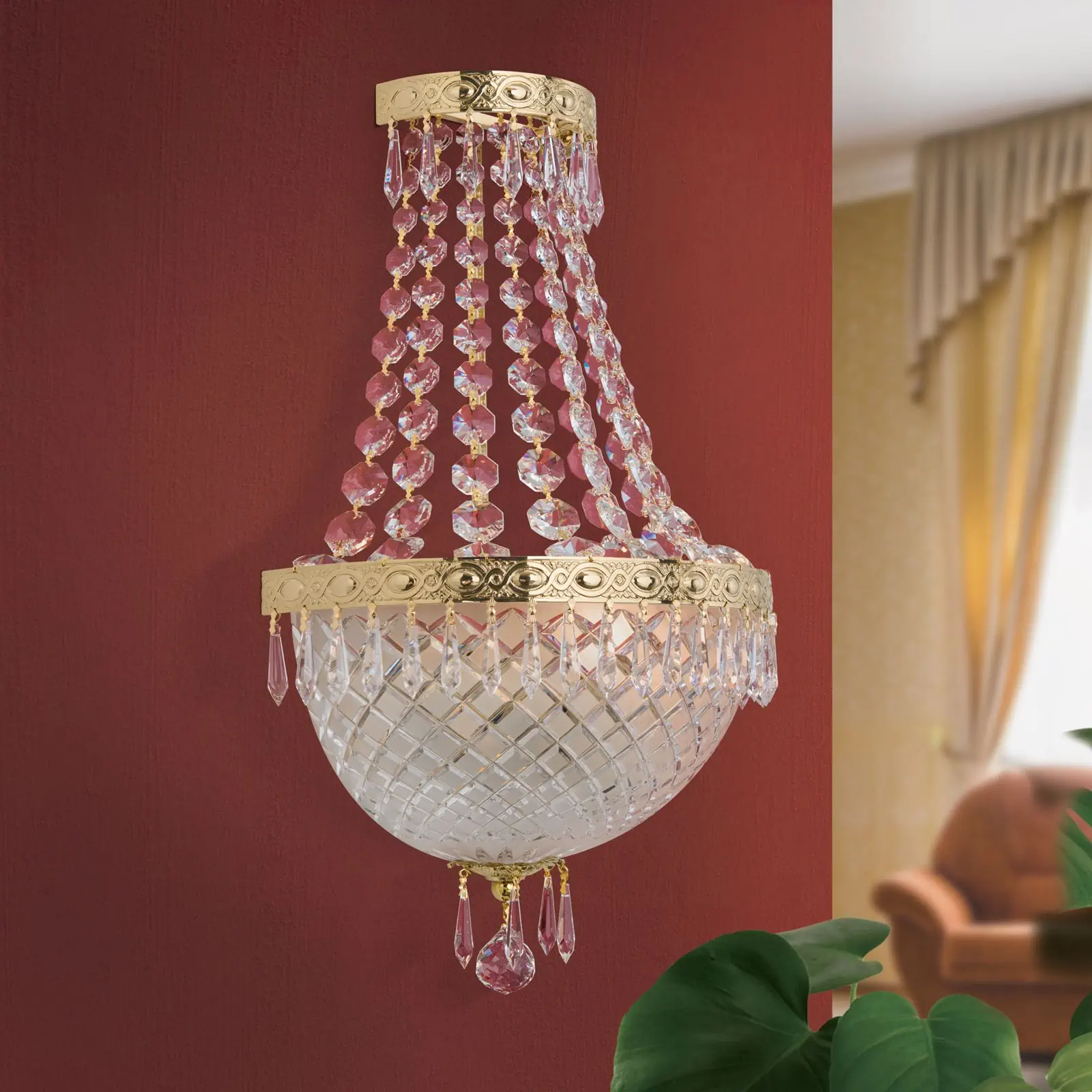 Zidna lampa EMPIRE CRYSTAL, 2 izvora svetla, zlatna - 3