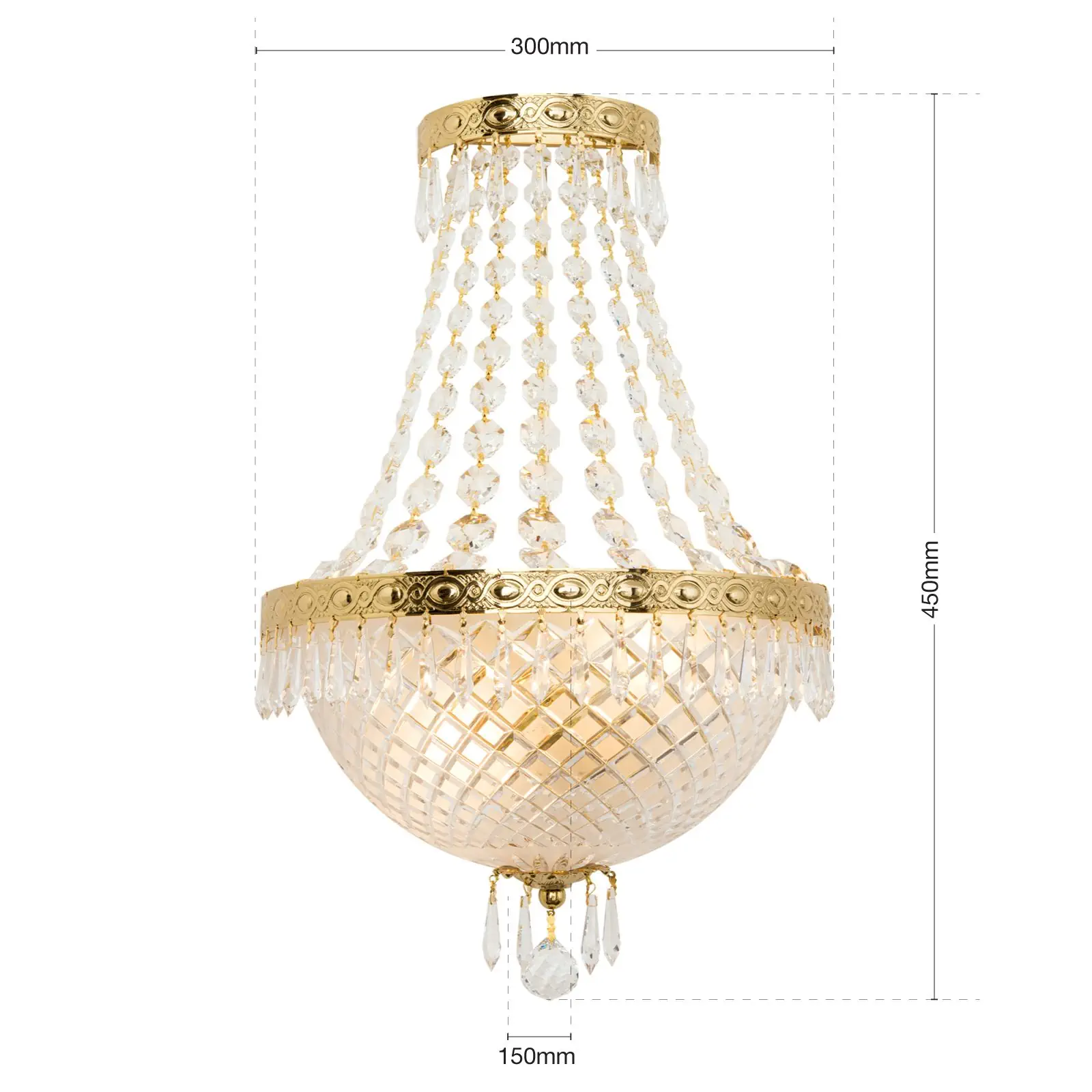 Zidna lampa EMPIRE CRYSTAL, 2 izvora svetla, zlatna - 7