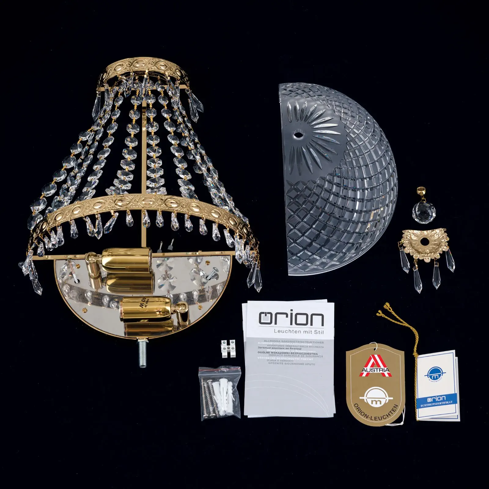 Zidna lampa EMPIRE CRYSTAL, 2 izvora svetla, zlatna - 8