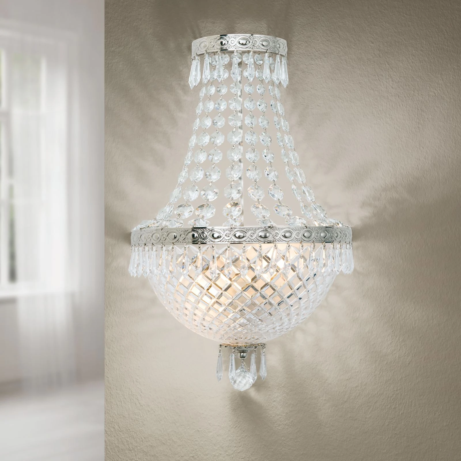 Zidna lampa EMPIRE CRYSTAL, sa 2 izvora svetla, staro srebro