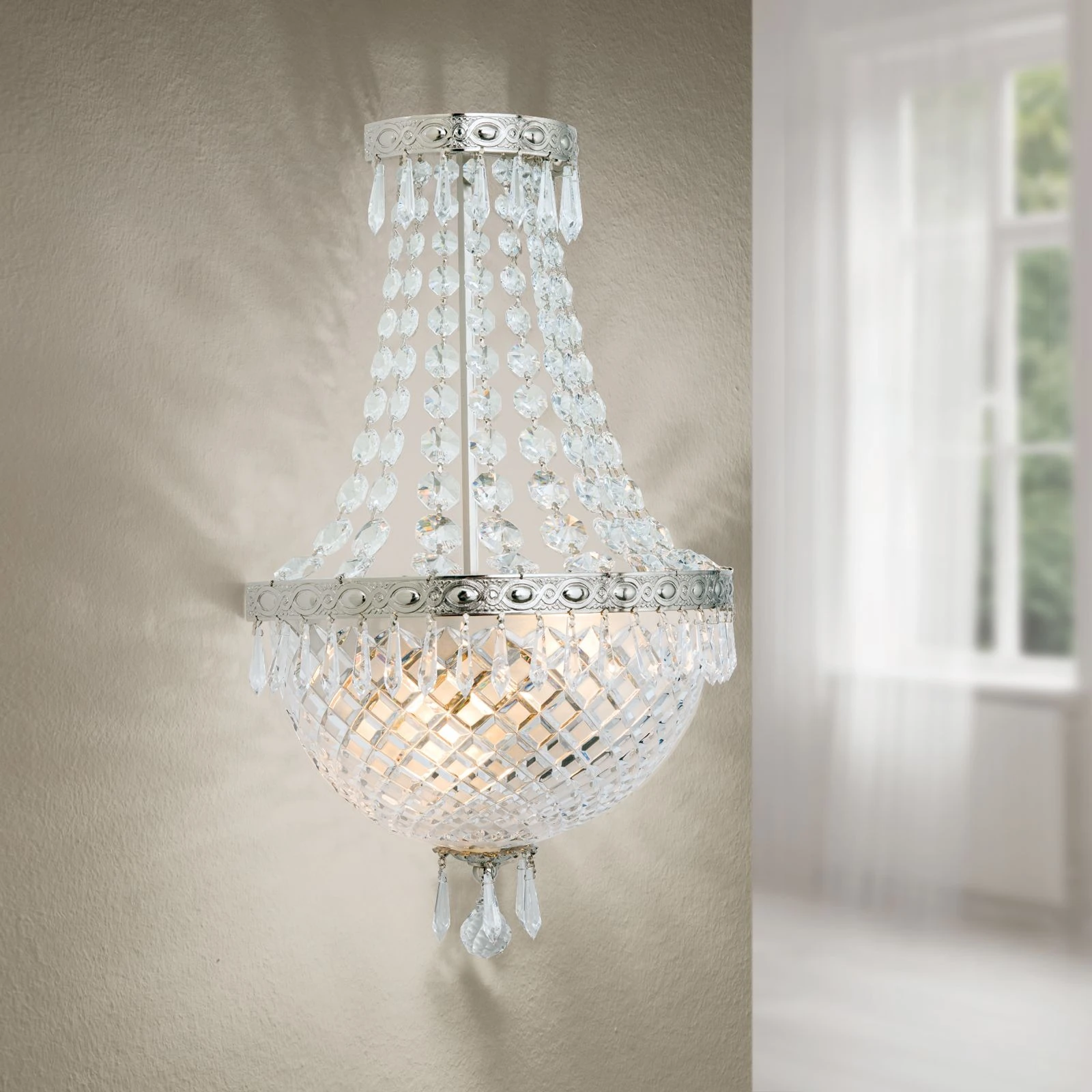 Zidna lampa EMPIRE CRYSTAL, sa 2 izvora svetla, staro srebro - 2
