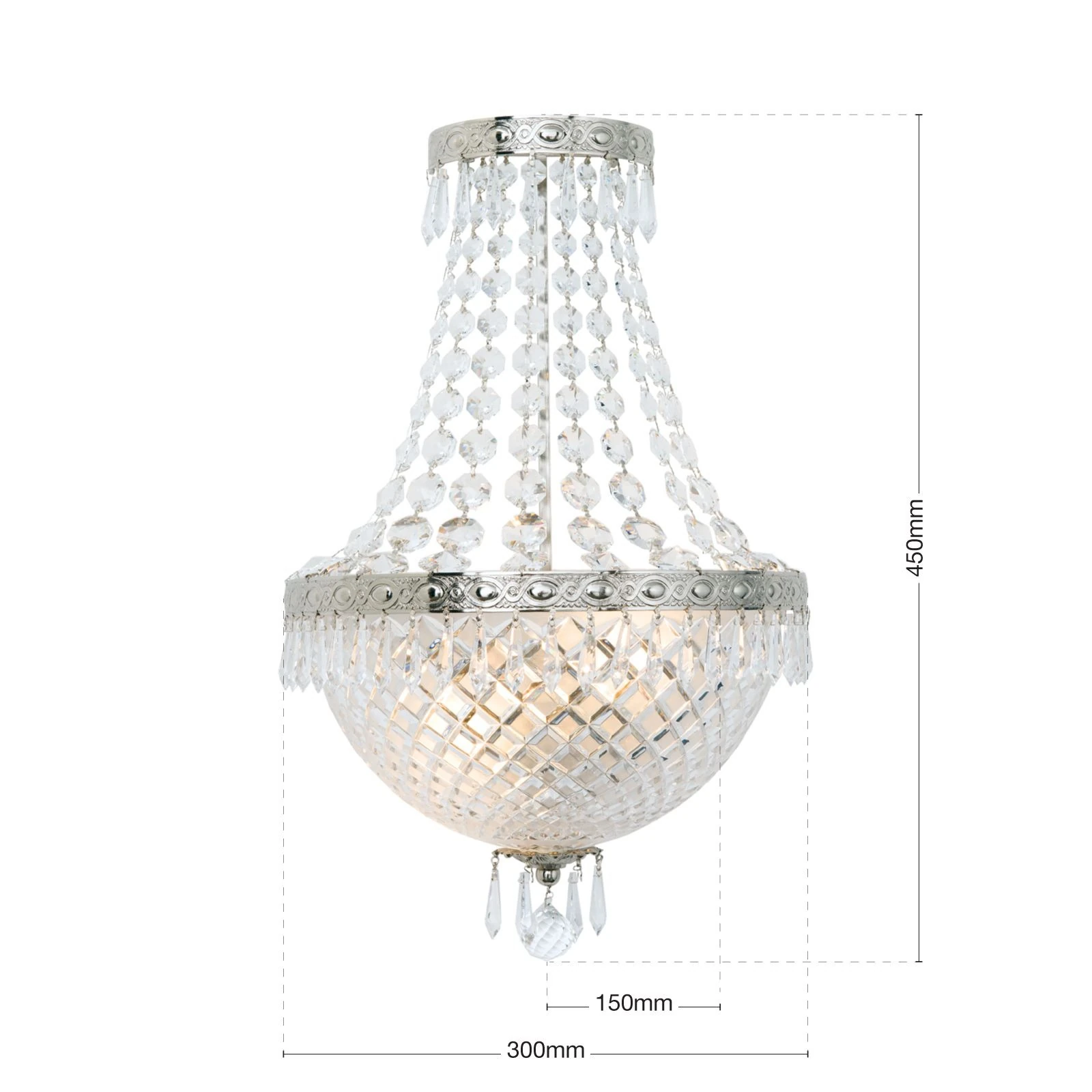 Zidna lampa EMPIRE CRYSTAL, sa 2 izvora svetla, staro srebro - 7