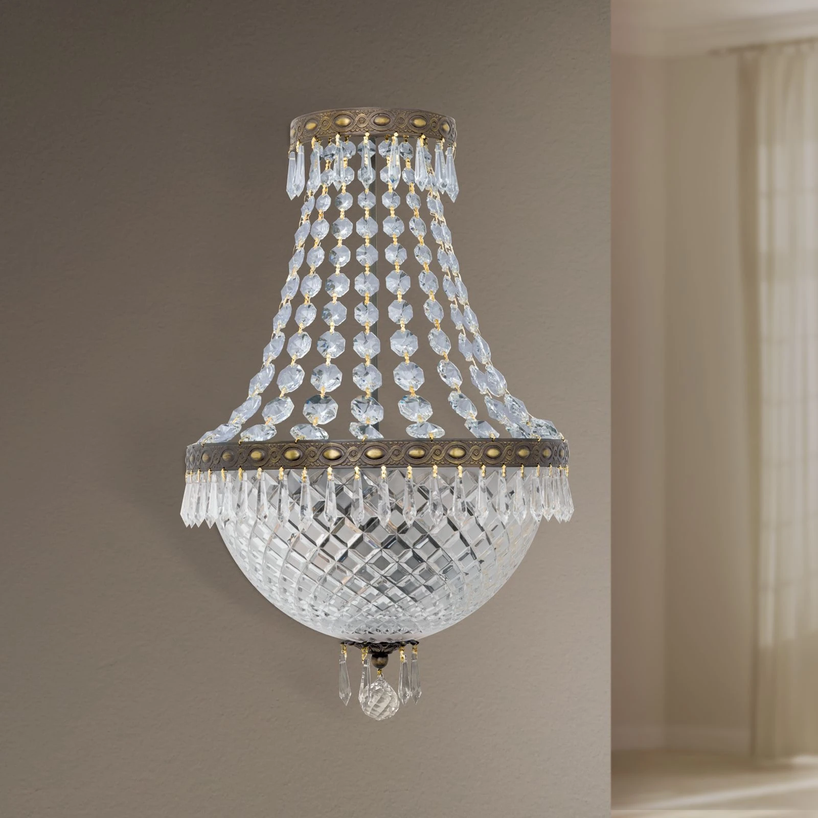 Zidna lampa EMPIRE CRYSTAL, sa 2 izvora svetla, stara patina - 3