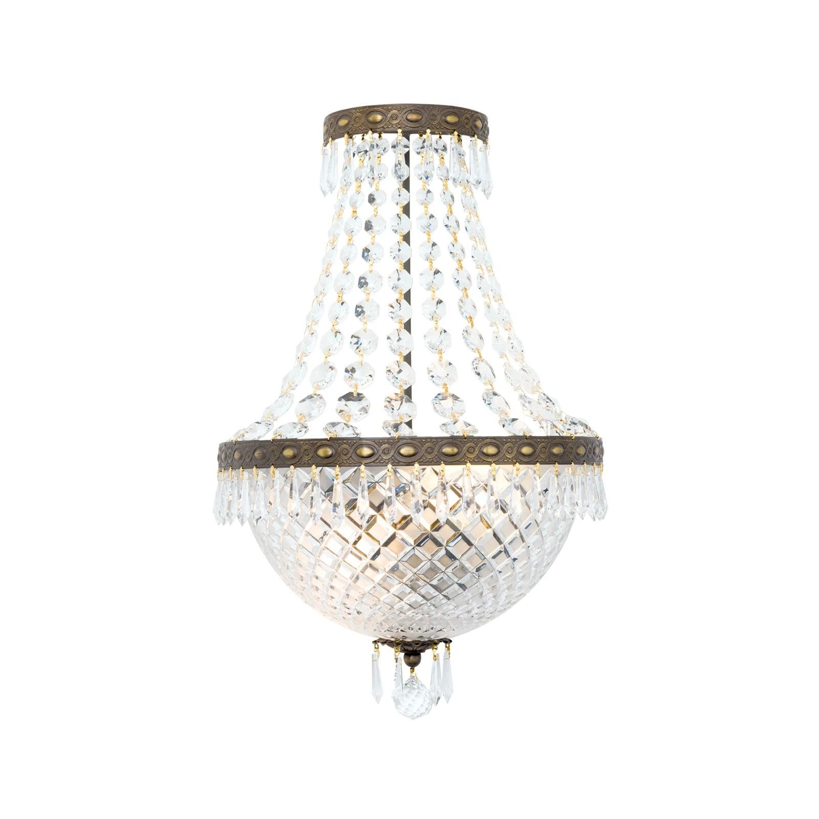 Zidna lampa EMPIRE CRYSTAL, sa 2 izvora svetla, stara patina - 4