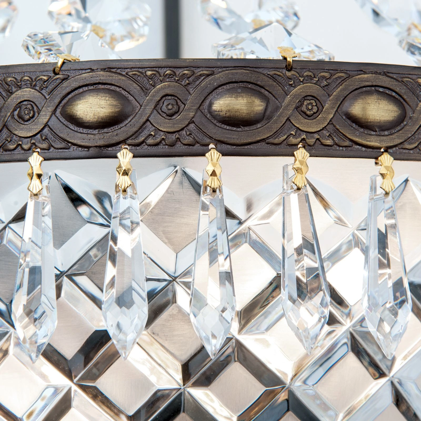 Zidna lampa EMPIRE CRYSTAL, sa 2 izvora svetla, stara patina - 6