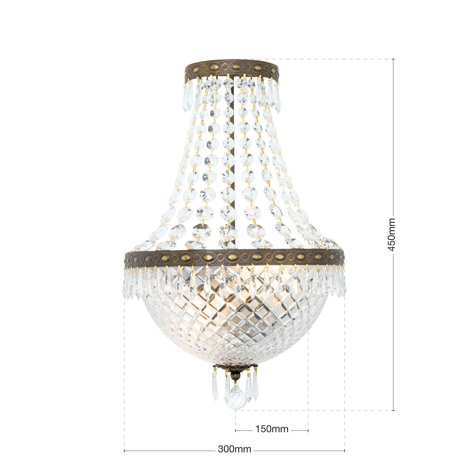 Zidna lampa EMPIRE CRYSTAL, sa 2 izvora svetla, stara patina - 7