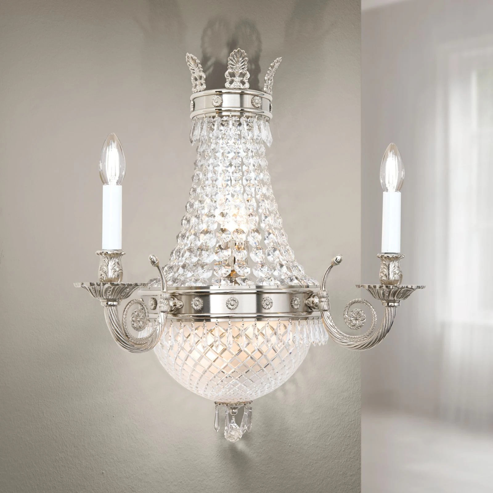 Zidna lampa EMPIRE CRYSTAL, 5 izvora svetla, antik srebro - 1